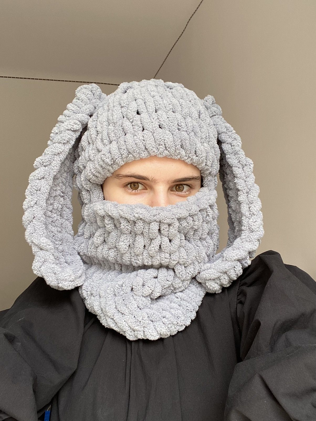 Handmade Handmade Knitted Balaclava Ski Mask Bunny Rabbit Style Size ONE SIZE - 1 Thumbnail