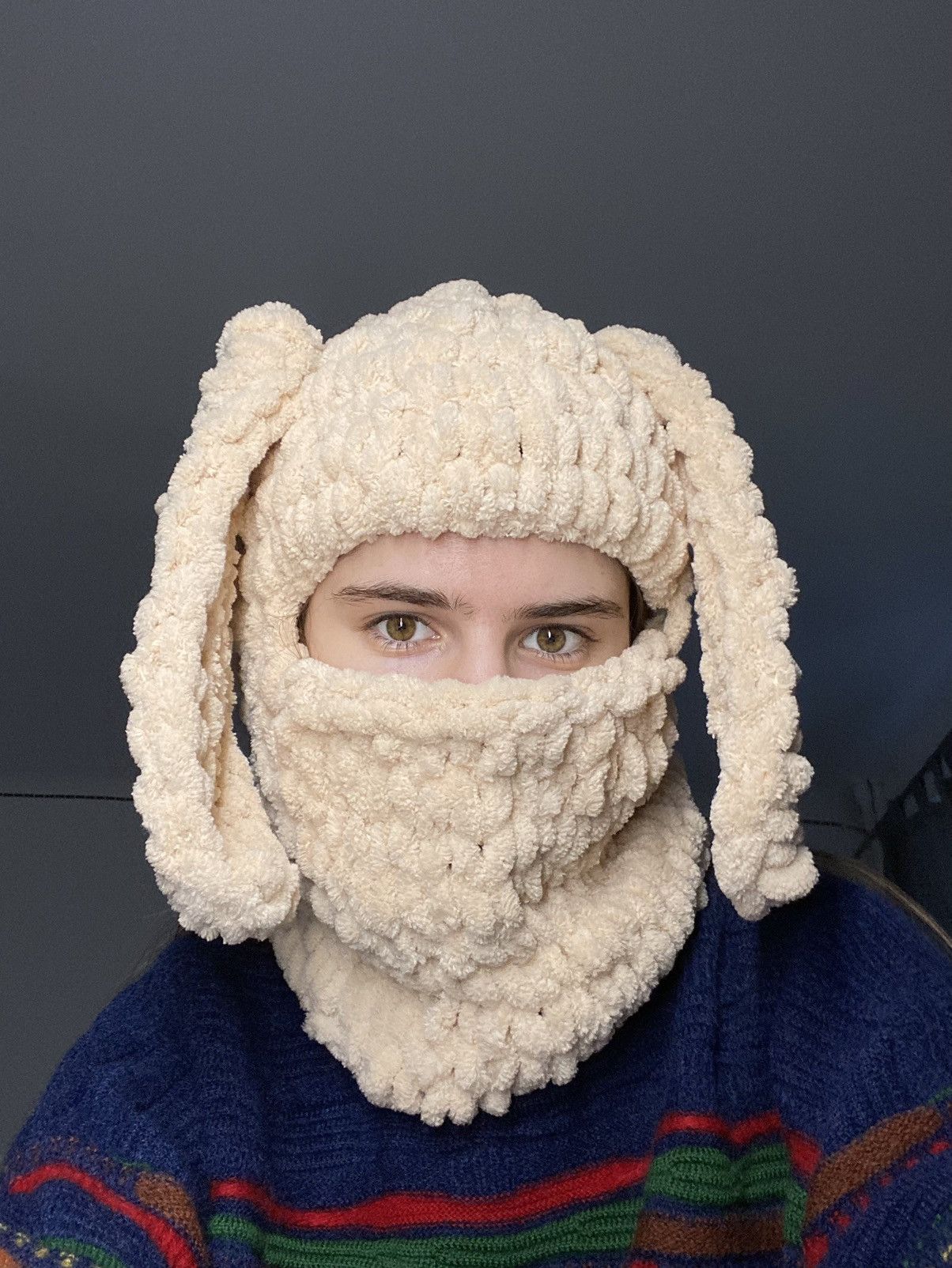 Handmade Handmade Knitted Balaclava Ski Mask Bunny Rabbit Style Size ONE SIZE - 1 Thumbnail