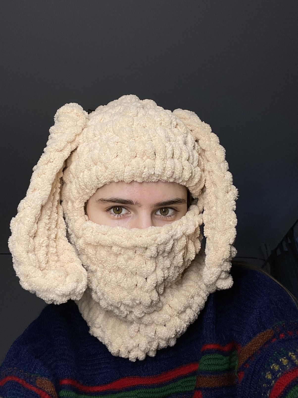 Handmade Handmade Knitted Balaclava Ski Mask Bunny Rabbit Style Size ONE SIZE - 2 Thumbnail