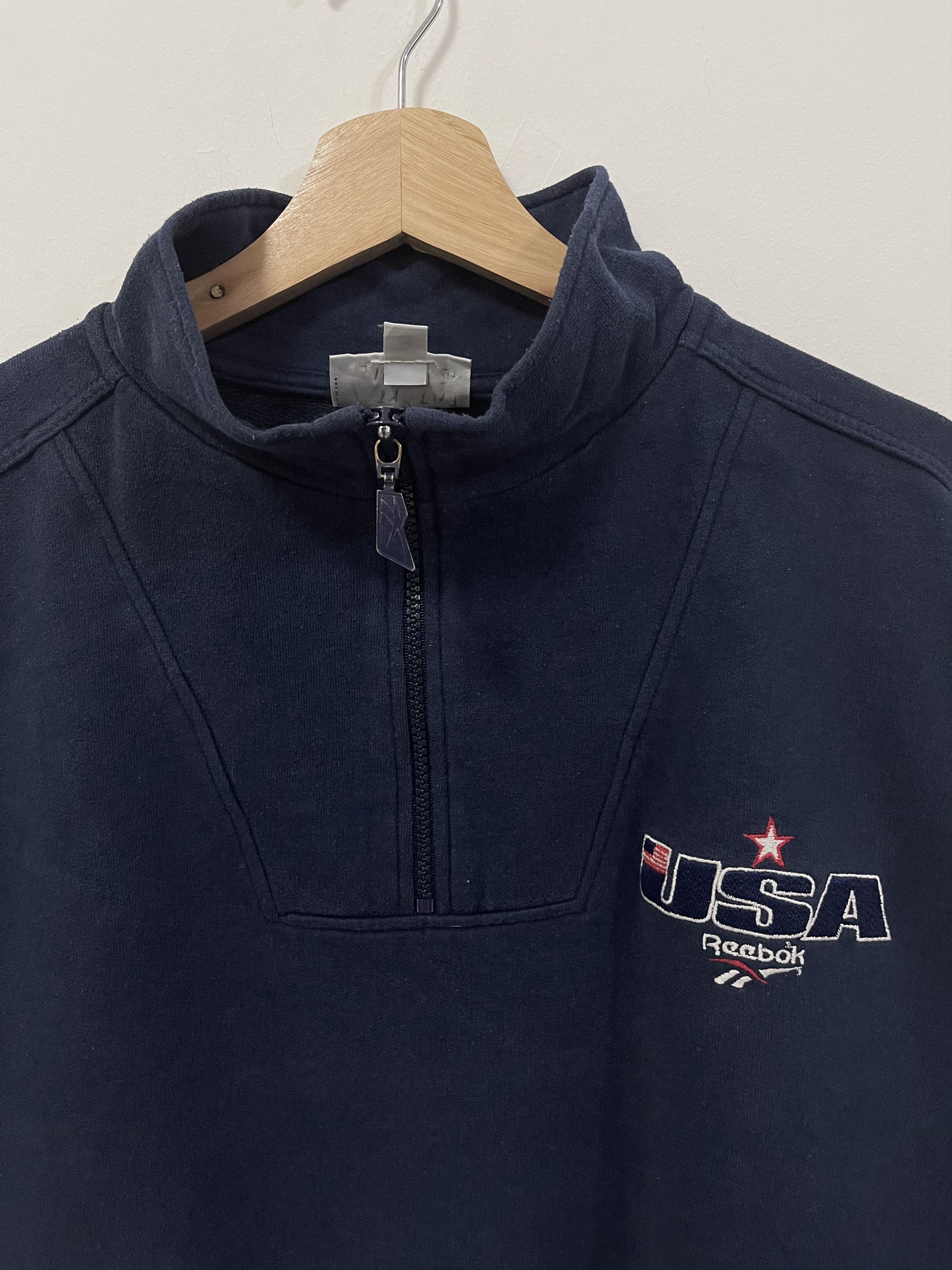 Reebok × Vintage Vintage Reebok Usa Flag Half Zip Sweatshirt Size US M / EU 48-50 / 2 - 2 Thumbnail