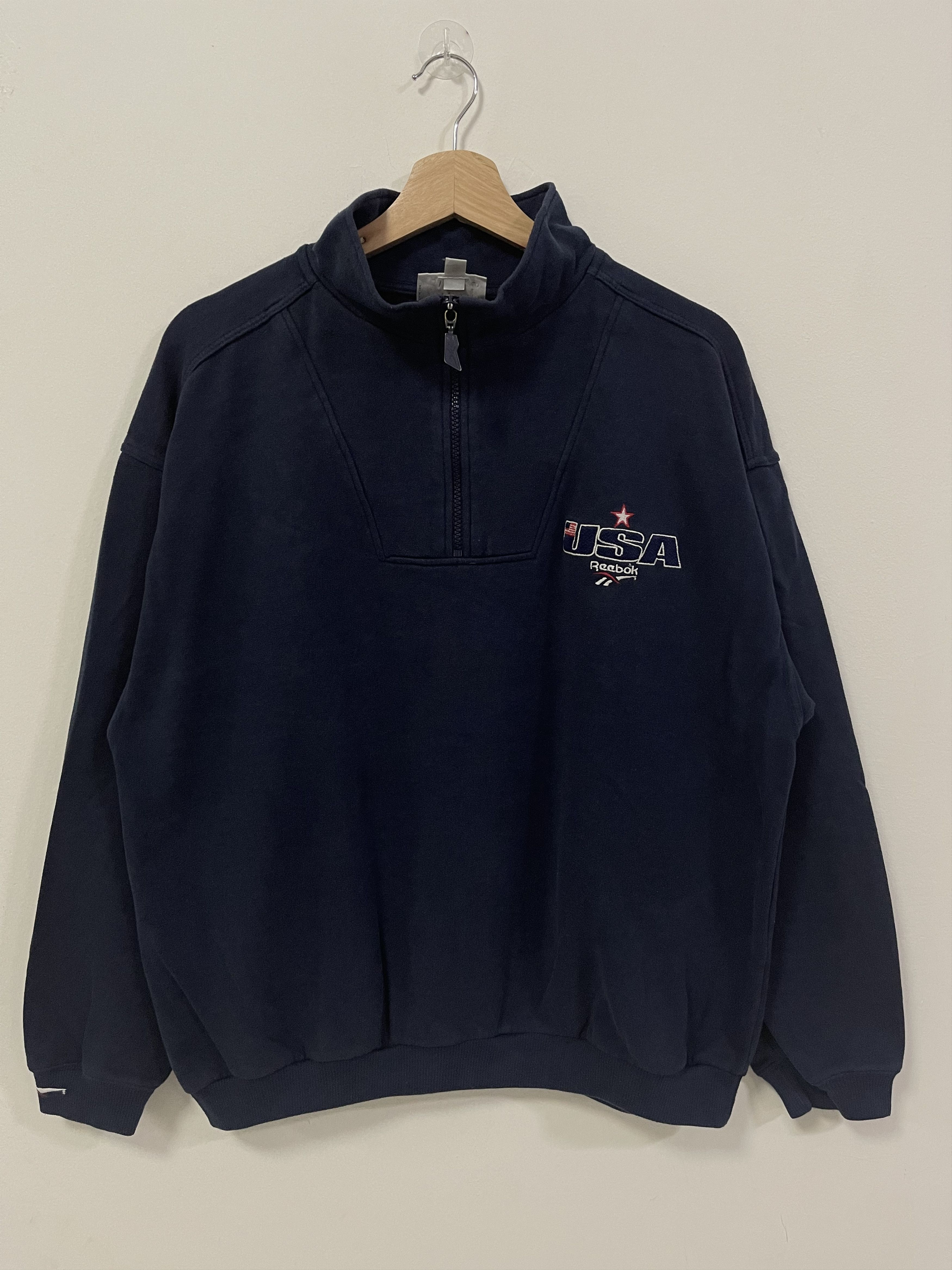 Reebok × Vintage Vintage Reebok Usa Flag Half Zip Sweatshirt Size US M / EU 48-50 / 2 - 1 Thumbnail