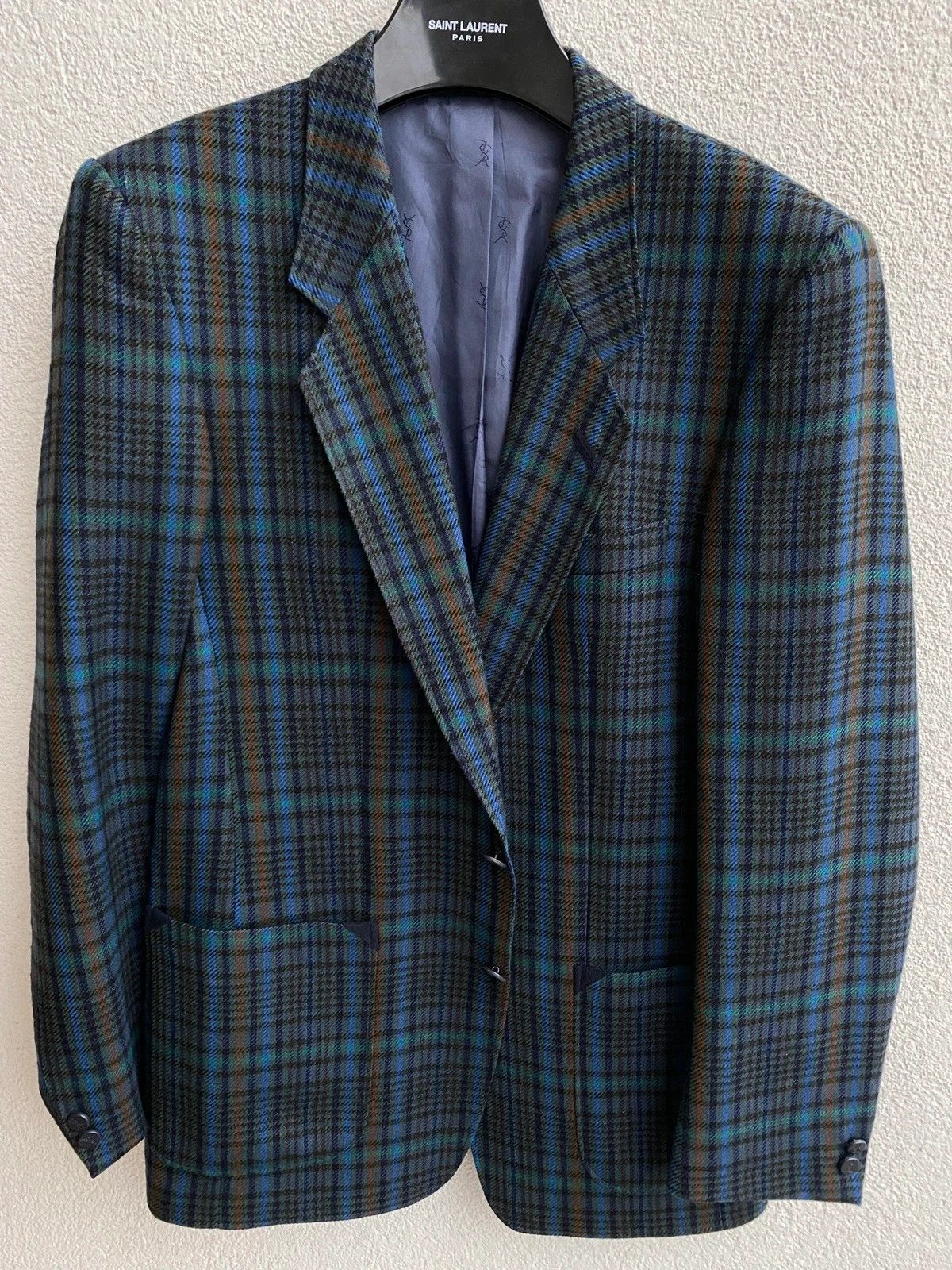 image of Vintage x YVES Saint Laurent 1990’S YSL Blazer (40L Size) in Navy Blue Grey, Men's (Size Large)
