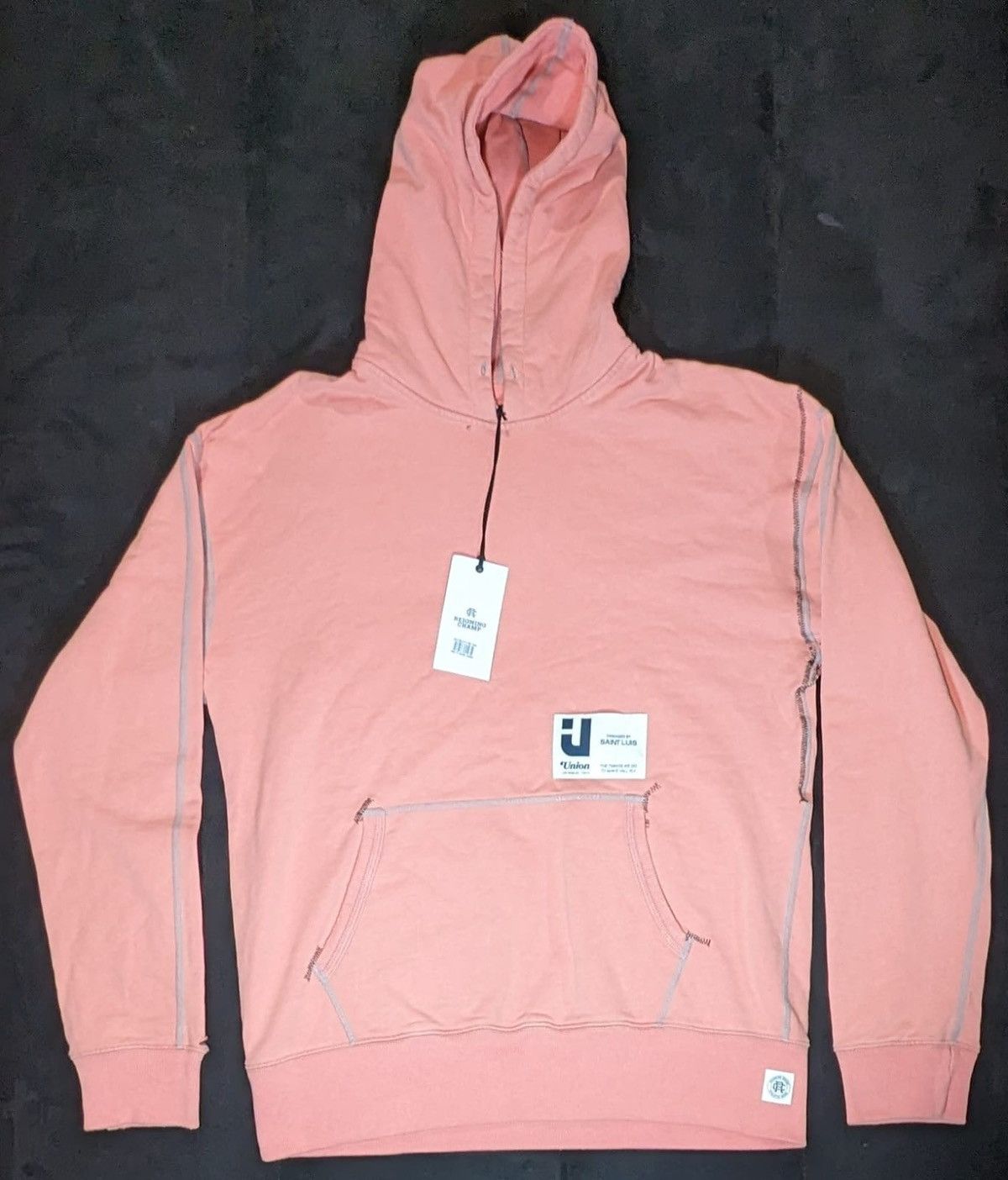 image of Reigning Champ x Union Relaxed Pullover Hoodie Size M in Pink, Men's