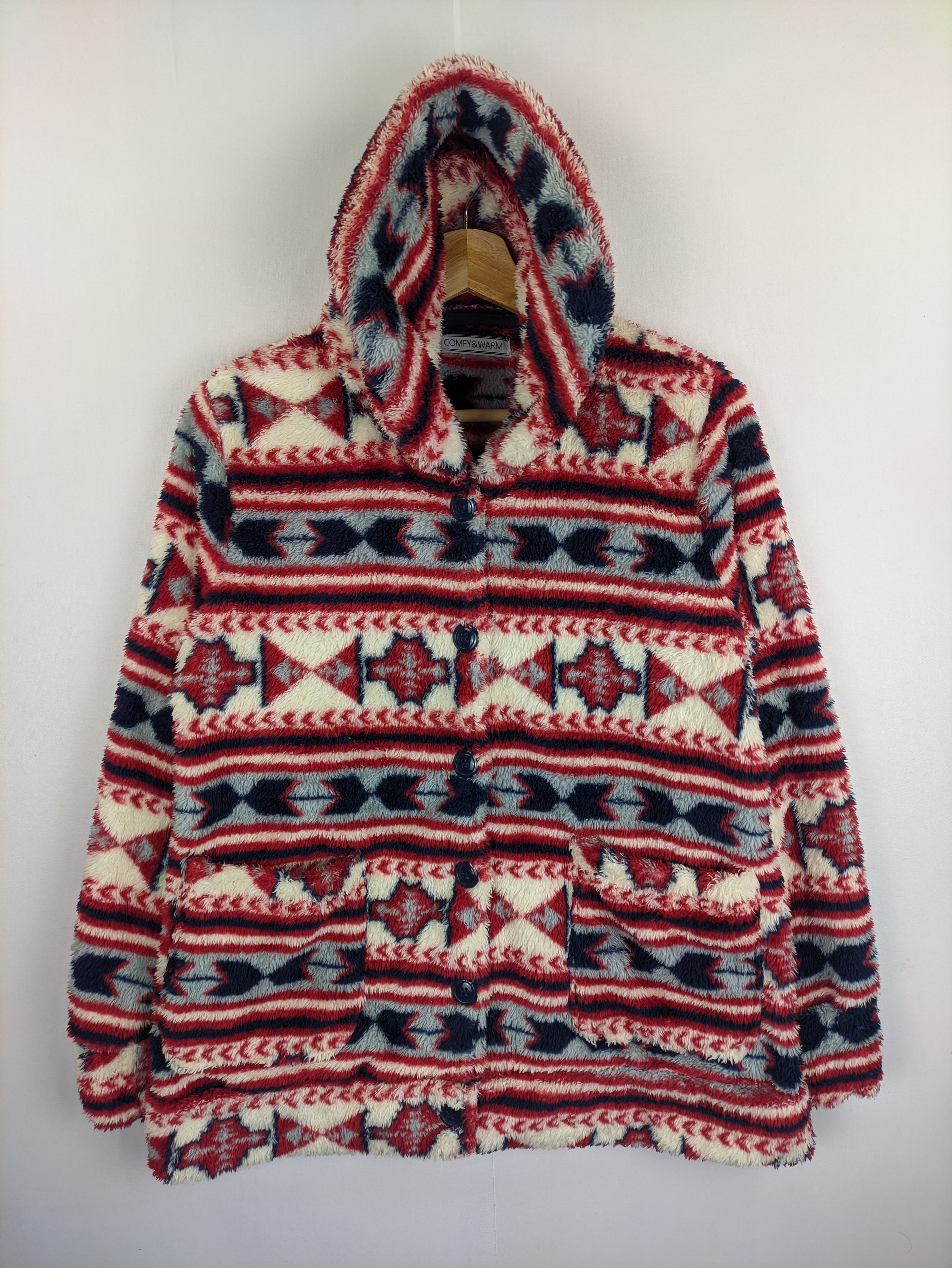 Japanese Brand Steals🔥Fleece Jacket Hooded Navajo Patterned Size US M / EU 48-50 / 2 - 1 Thumbnail
