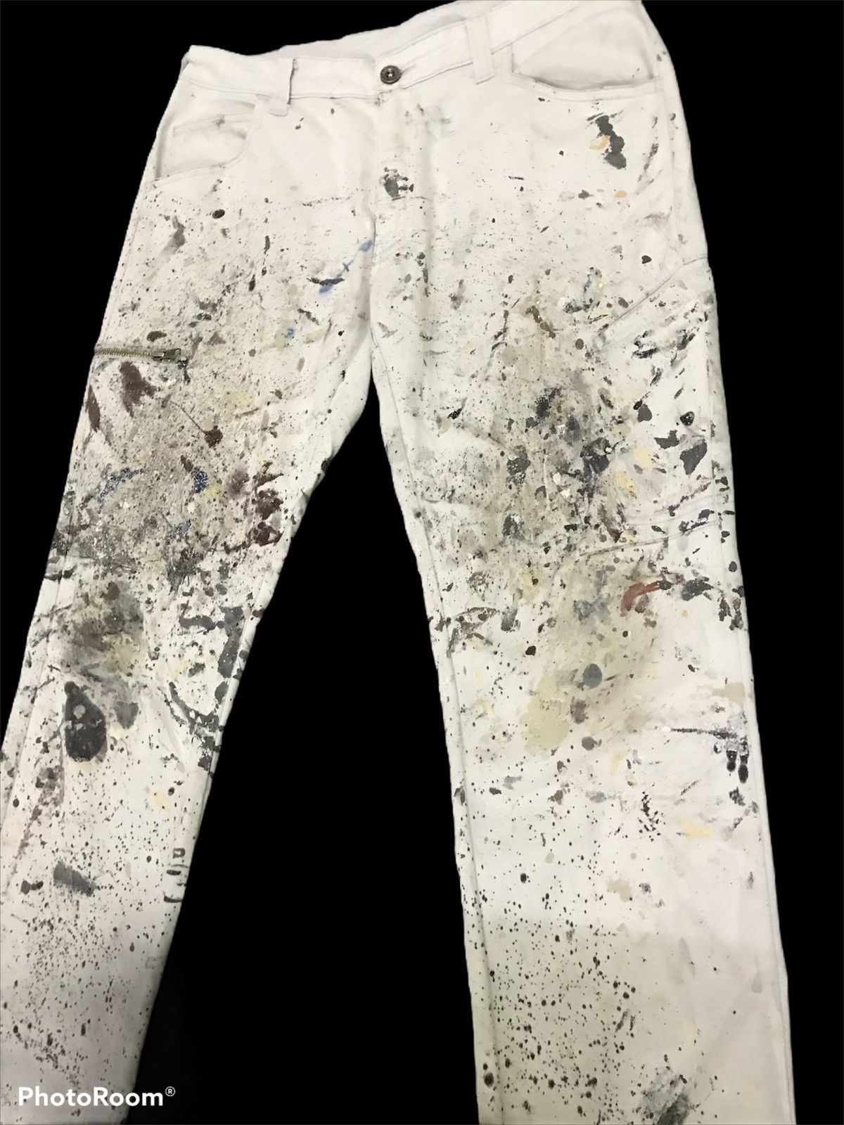 Art Comes First × Japanese Brand Fieldcore Paint Splash Distressed Casual Pants Size US 33 - 3 Thumbnail