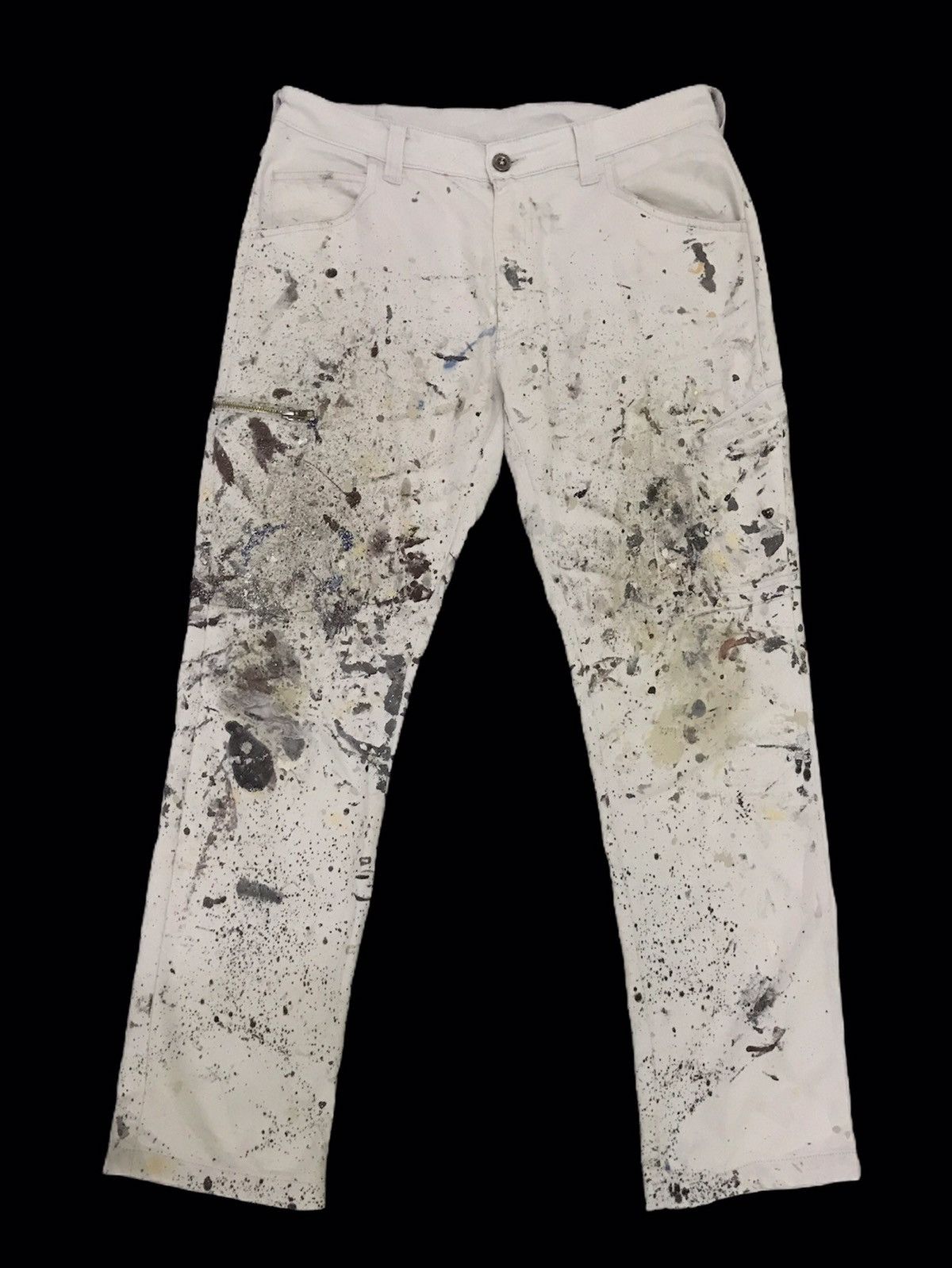 Art Comes First × Japanese Brand Fieldcore Paint Splash Distressed Casual Pants Size US 33 - 1 Thumbnail
