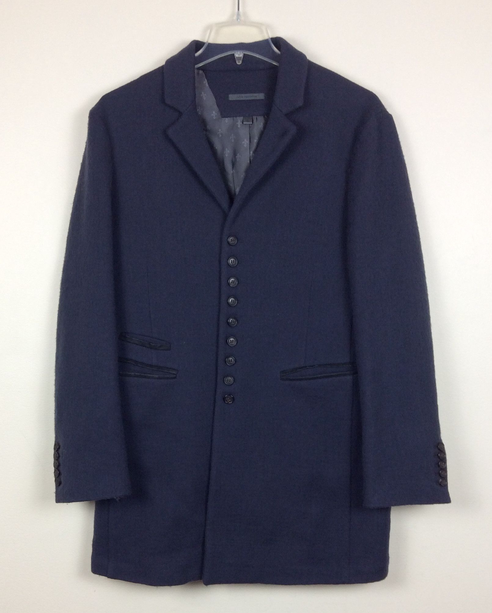 image of $1998 John Varvatos Collection Overcoat Coat Jacket in Navy Blue, Men's (Size Medium)