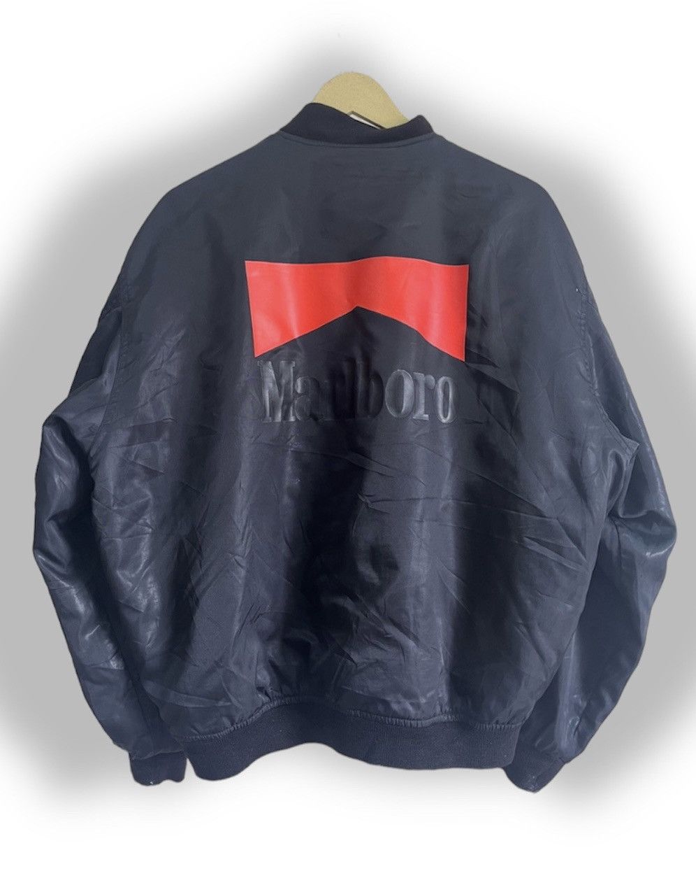 image of Vintage Marlboro Pitwork Japan Bomber Jacket in Black, Men's (Size Large)