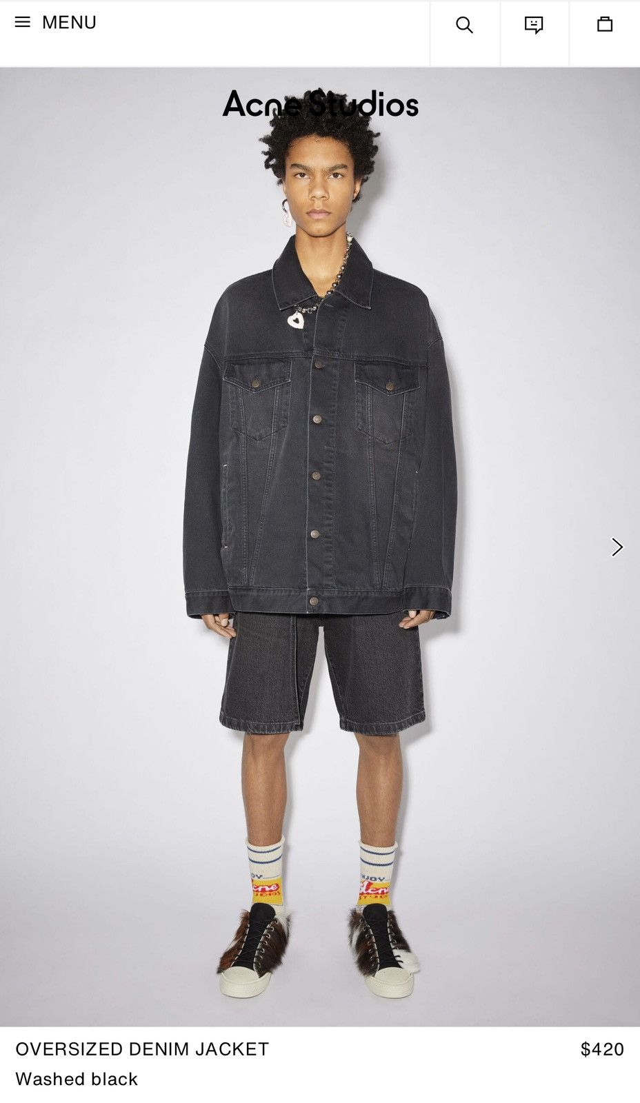 Oversized denim jacket washed black