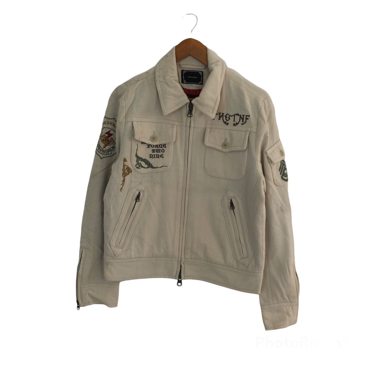 Japanese Brand VINTAGE 291295=HOMME VARSITY BIG LOGO JACKET Size US M / EU 48-50 / 2 - 1 Thumbnail