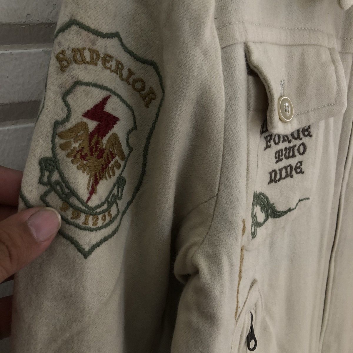 Japanese Brand VINTAGE 291295=HOMME VARSITY BIG LOGO JACKET Size US M / EU 48-50 / 2 - 3 Thumbnail
