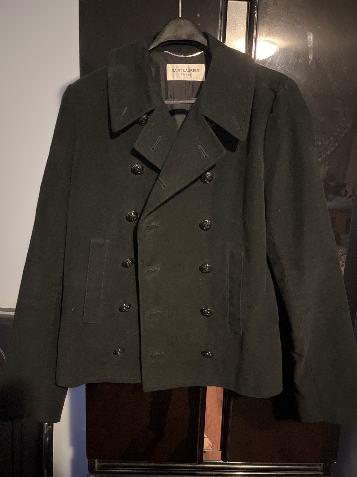 image of Saint Laurent Paris Hedi Era OG Coat in Black, Men's (Size Medium)