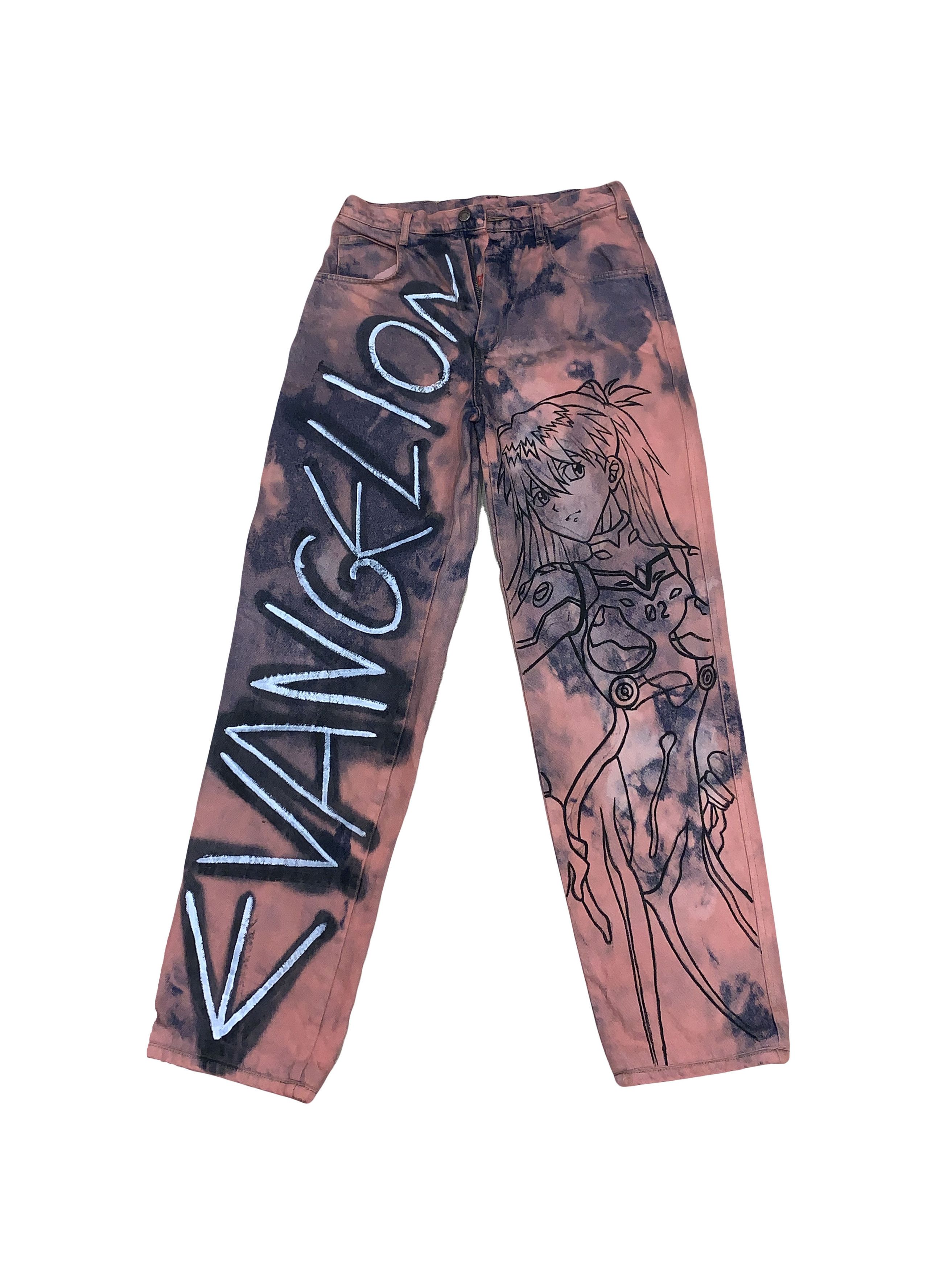 1/1 Evangelion custom anime vintage distressed denim jeans