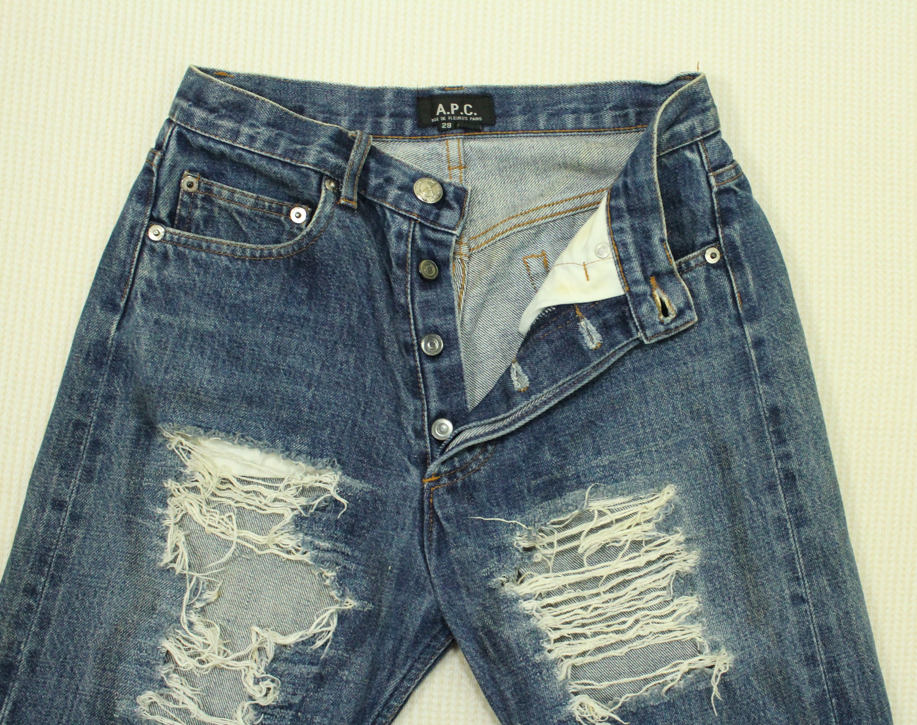 A.P.C. APC Denim Selvedge Distressed Denim Ripped APC Small Size Size US 29 - 11 Thumbnail