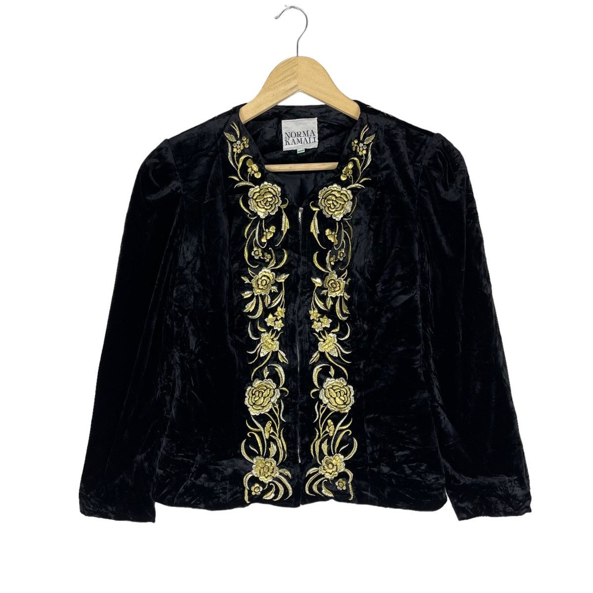 ☀️NORMA KAMALI VELVET FLOWERS GOLD JACKET