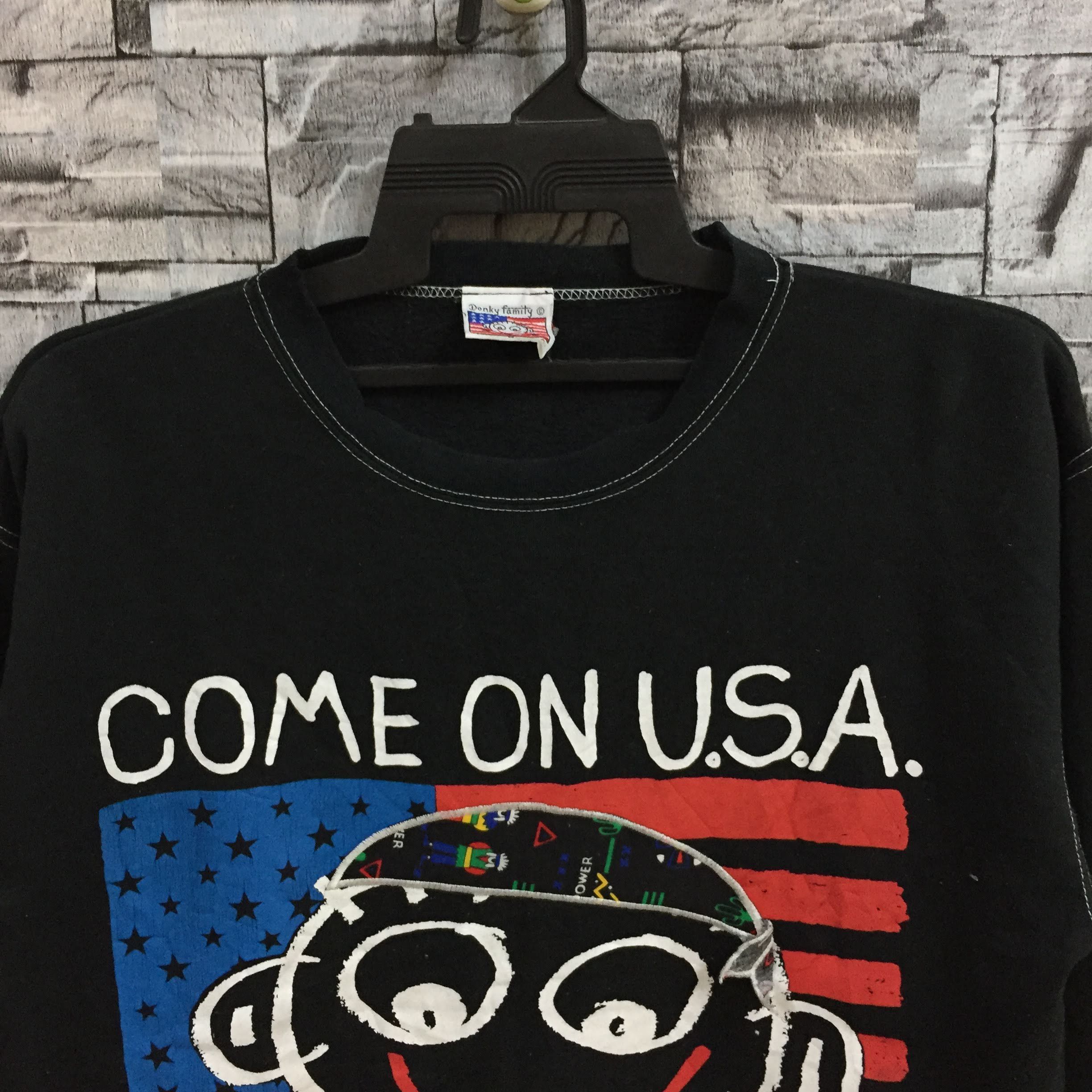 Vintage Vintage DONKY FAMILY sweatshirt Come on Usa fits M Size US M / EU 48-50 / 2 - 3 Thumbnail