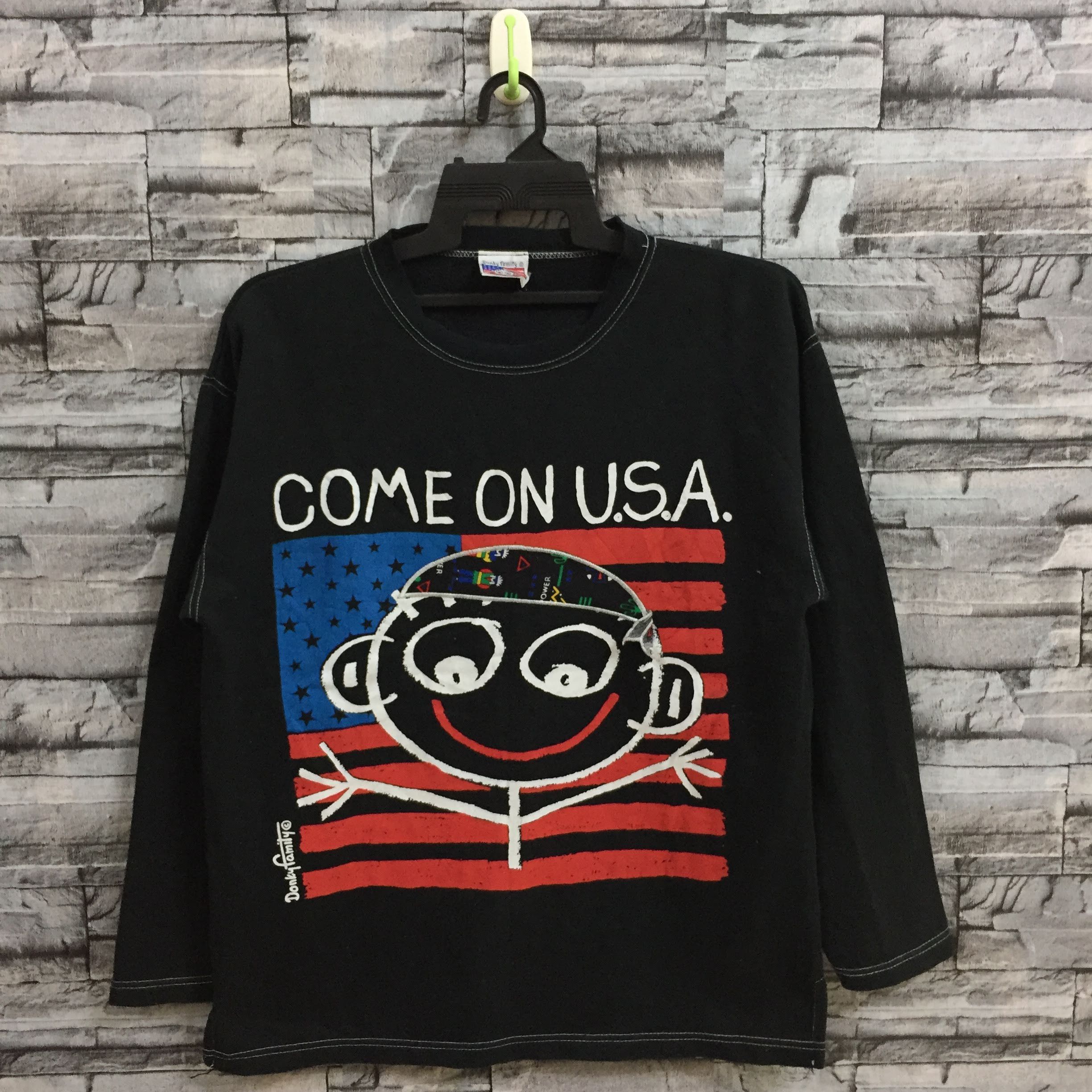 Vintage Vintage DONKY FAMILY sweatshirt Come on Usa fits M Size US M / EU 48-50 / 2 - 2 Thumbnail
