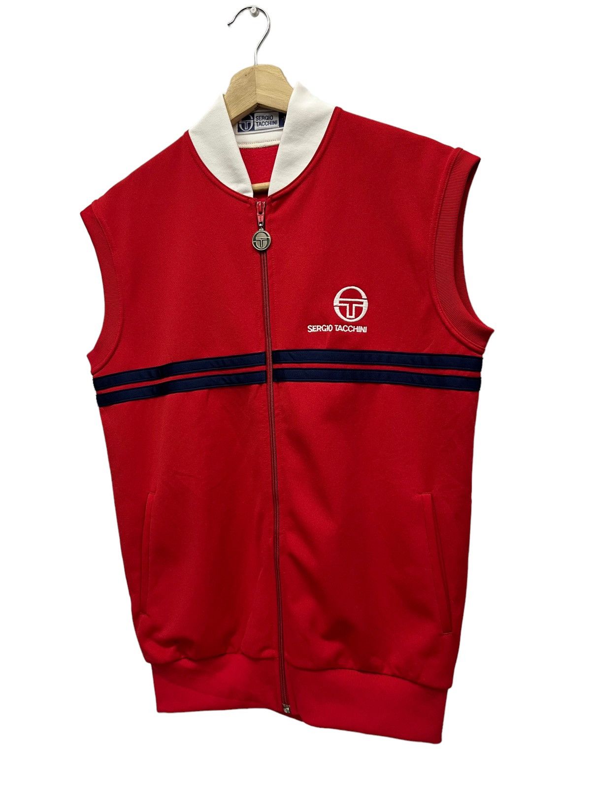 Sergio Tacchini × Vintage Vintage 90’s SERGIO TACCHINI Sleeveless Poly-Cotton Jacket Size US S / EU 44-46 / 1 - 2 Thumbnail