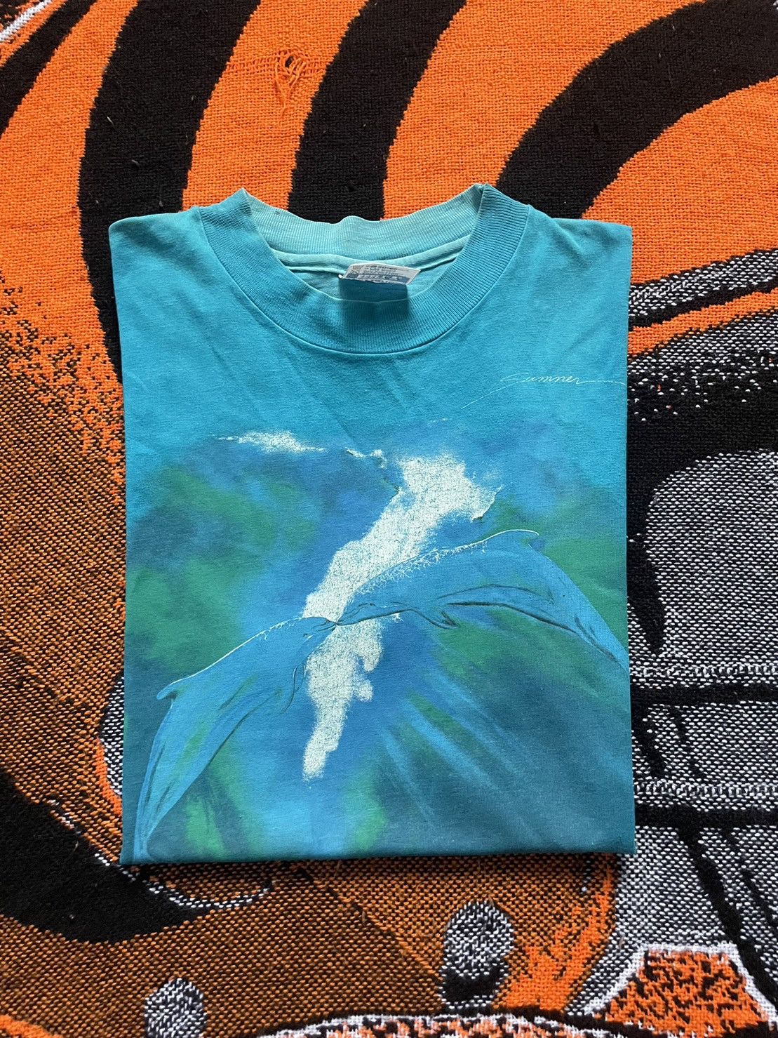 Vintage Vintage 1984 Blue Dolphin Animal T-shirt Very Rare Size US L / EU 52-54 / 3 - 4 Thumbnail