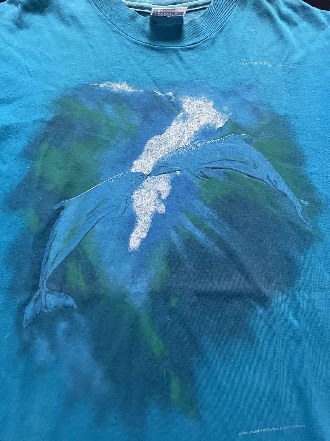Vintage Vintage 1984 Blue Dolphin Animal T-shirt Very Rare Size US L / EU 52-54 / 3 - 3 Thumbnail