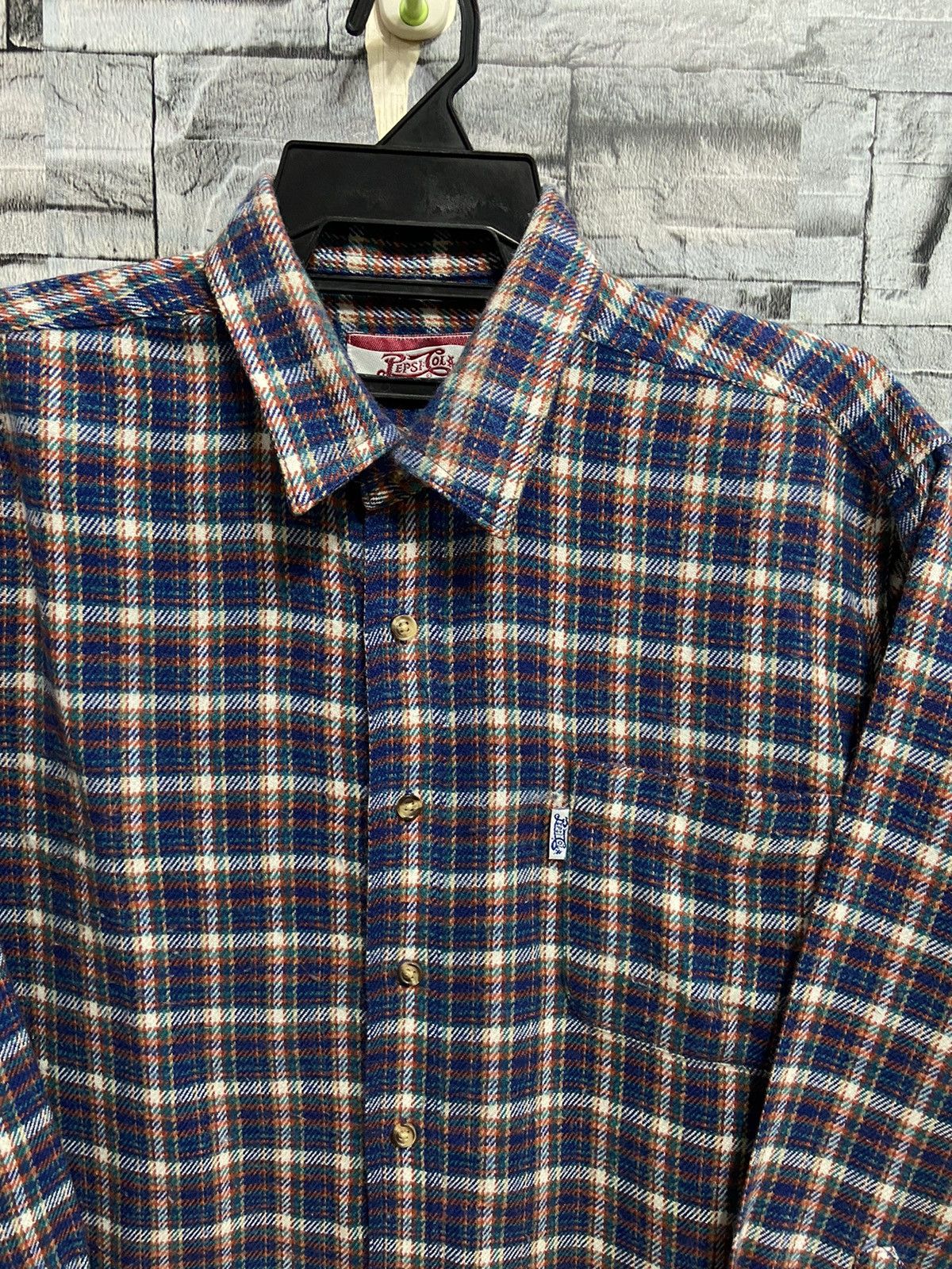 Pepsi Vintage Pepsi Cola Flannel single pocket plaid design Size US L / EU 52-54 / 3 - 2 Thumbnail
