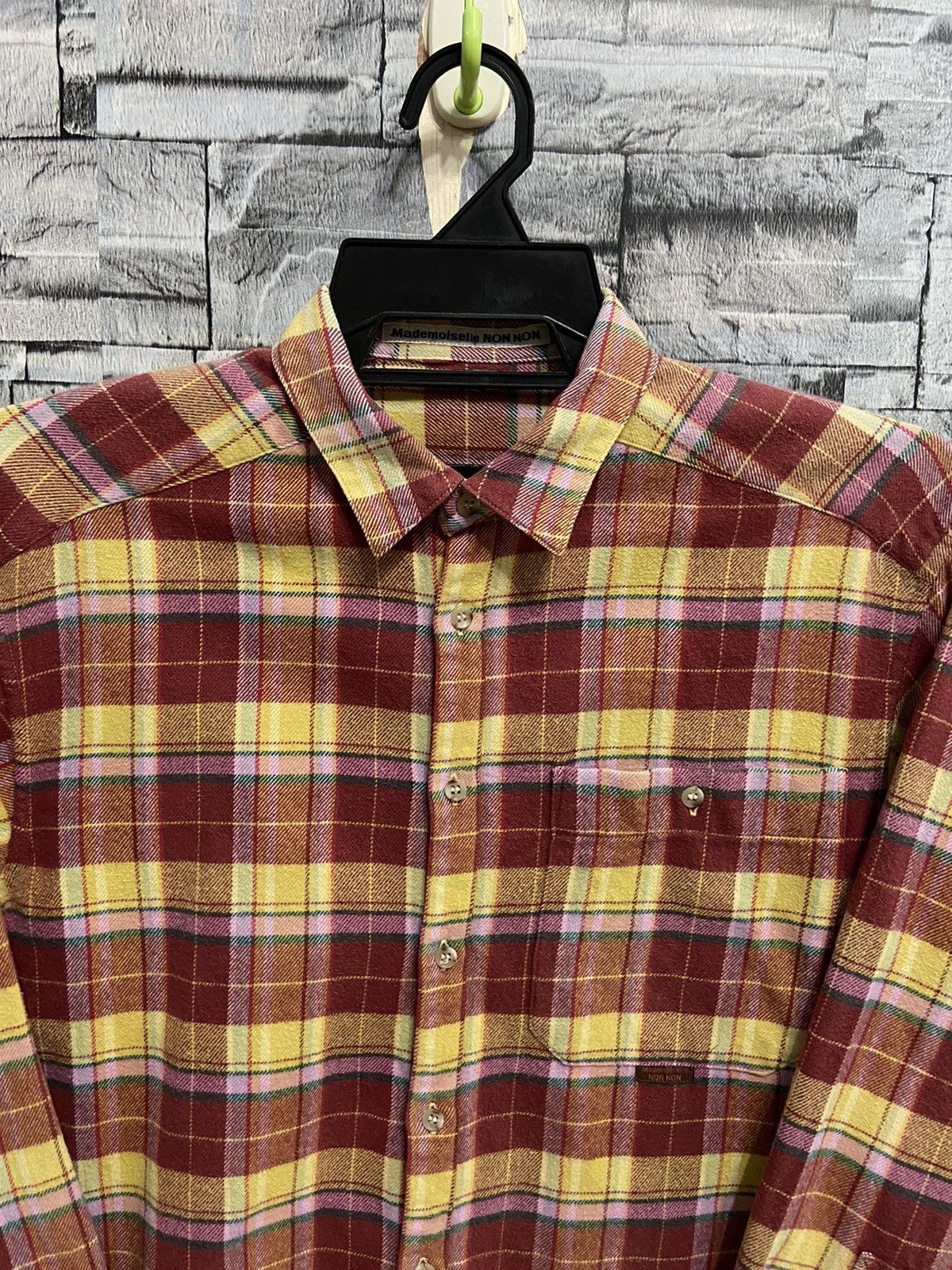 Japanese Brand Vintage Mademoiselle Non Non Flannel single pocket fit M Size US M / EU 48-50 / 2 - 2 Thumbnail