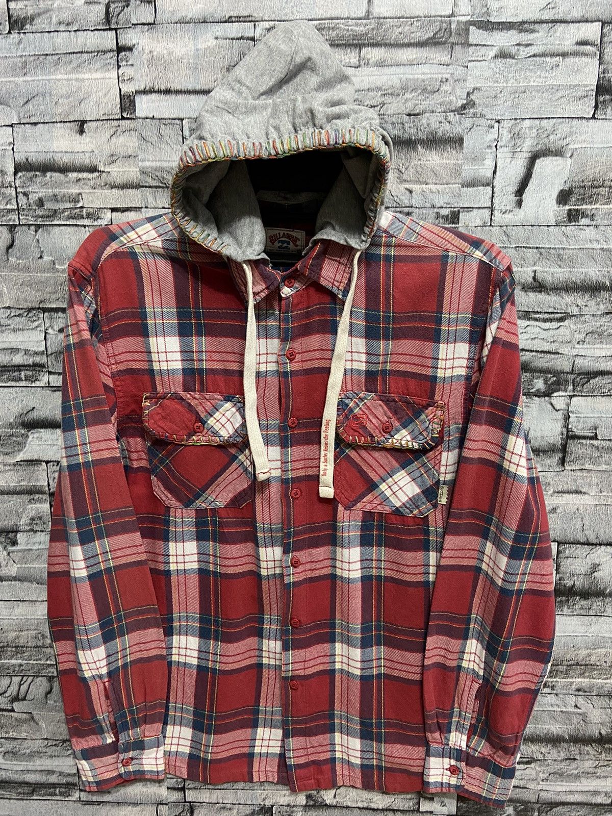 Billabong Vintage Billabong Flannel hoodie double pocket plaid Size US M / EU 48-50 / 2 - 1 Thumbnail