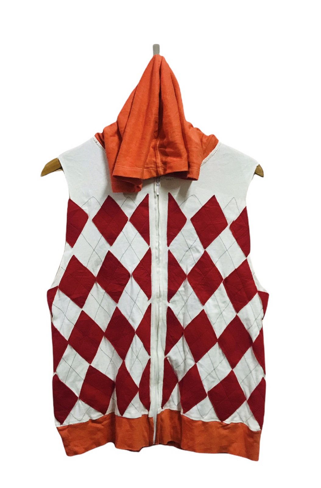 Diamond design sleeveless hoodie full zipper