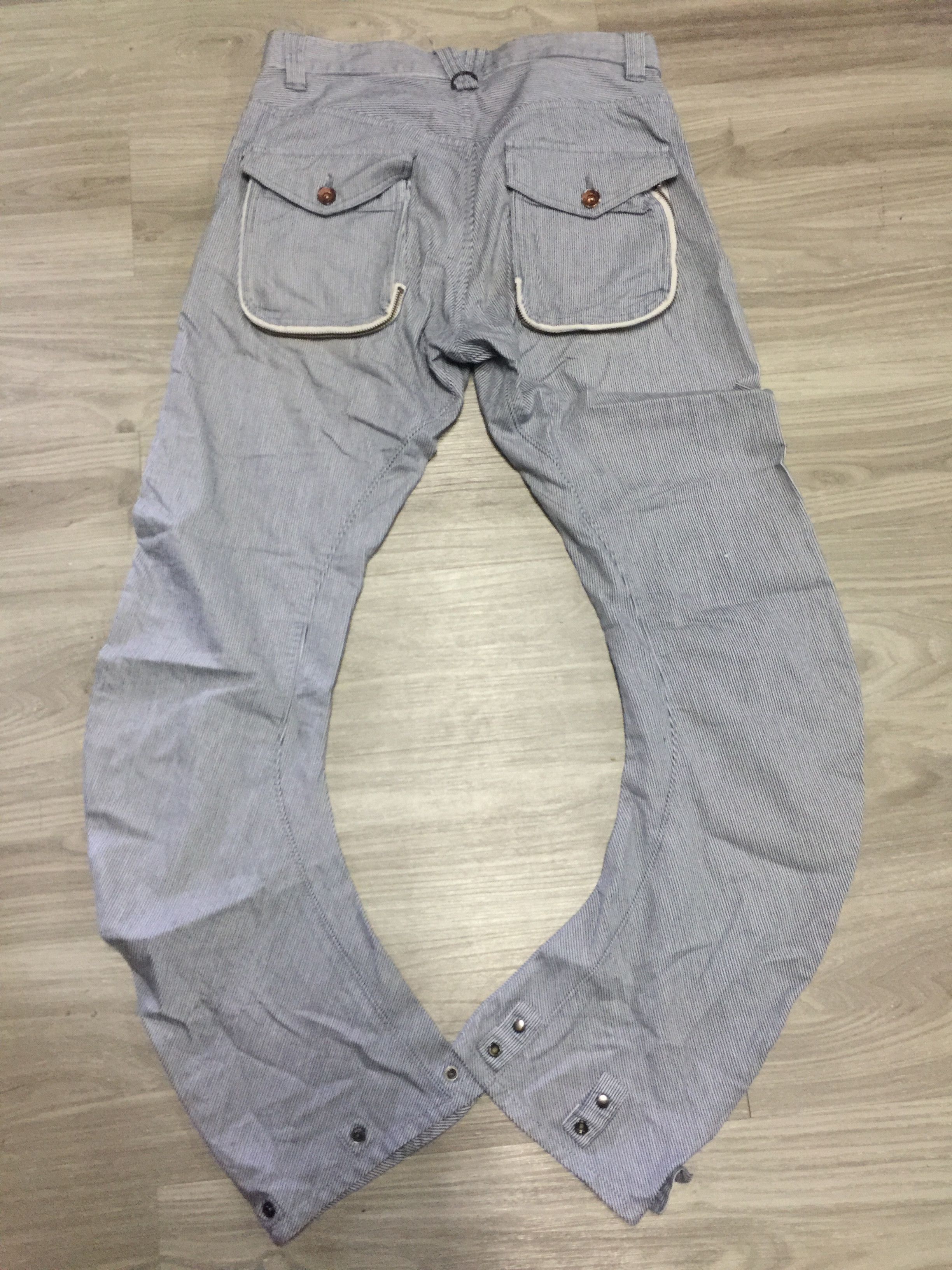 PPFM PPFM Asymmetrical Curve Leg Banana Cut Hickory Bikers Pant Size US 31 - 6 Thumbnail