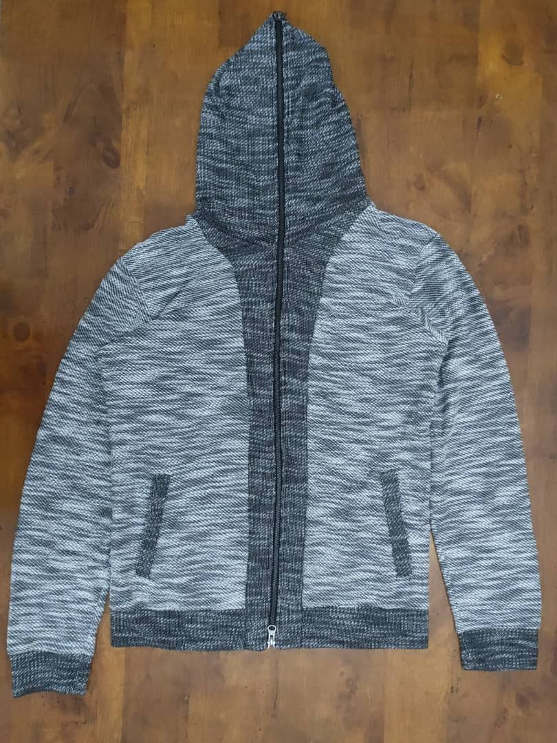 image of In The Attic Semantic Knitted Hoodie Sweater in Black, Men's (Size Medium)