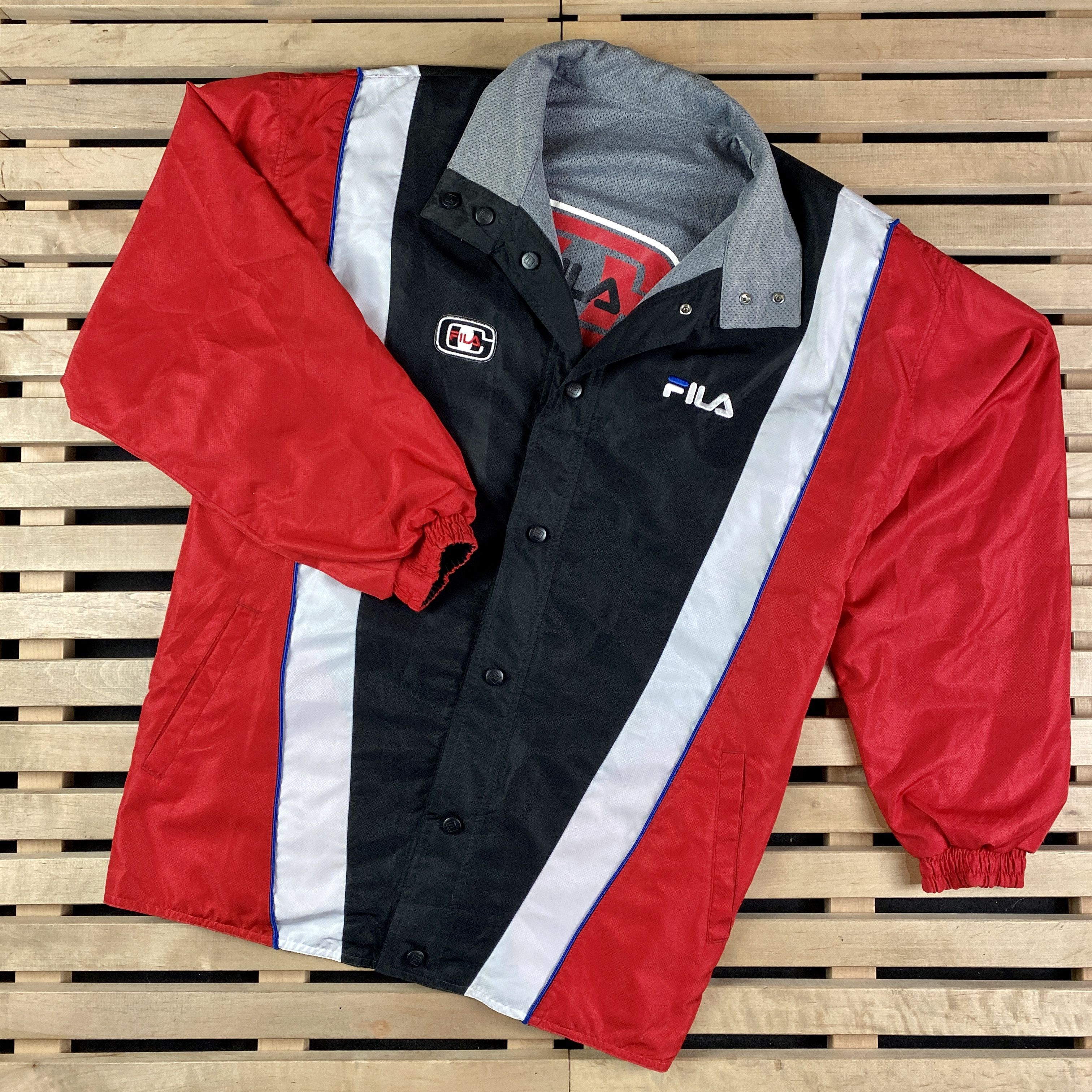 Fila × Vintage Mens Revirsible Nylon Bomber Jacket Fila Vintage Size L Size US L / EU 52-54 / 3 - 1 Thumbnail