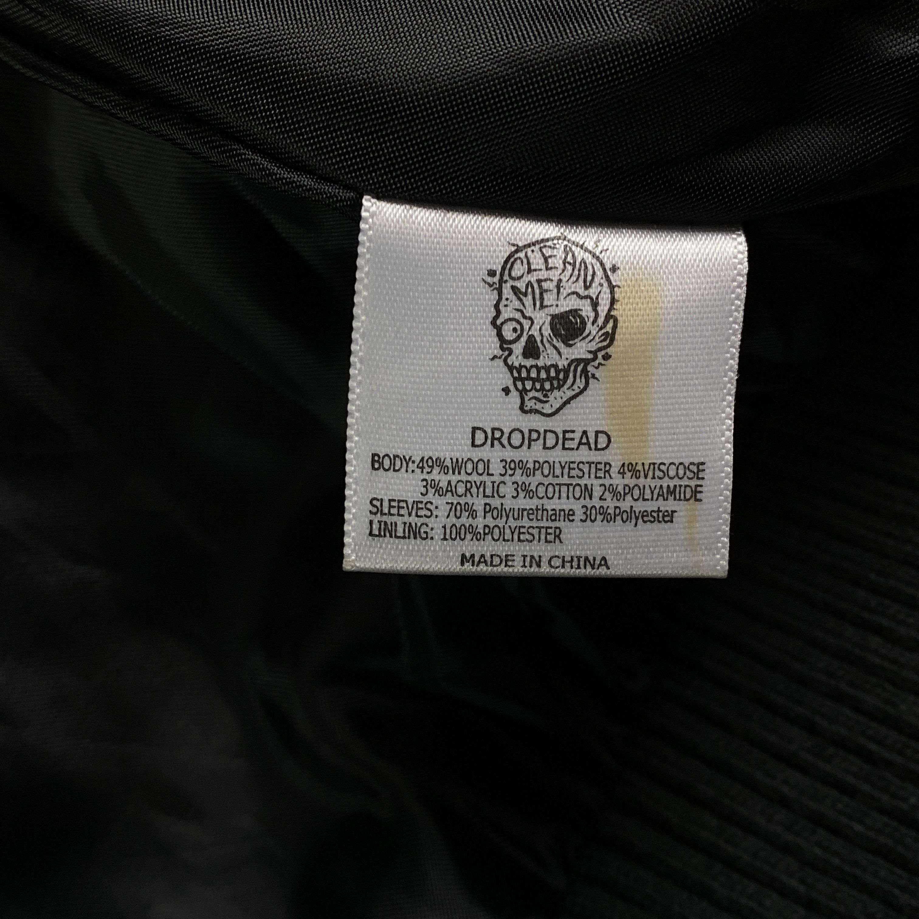 Mens Sweater Bomber Jacket Drop Dead Guys Size XS Big Print