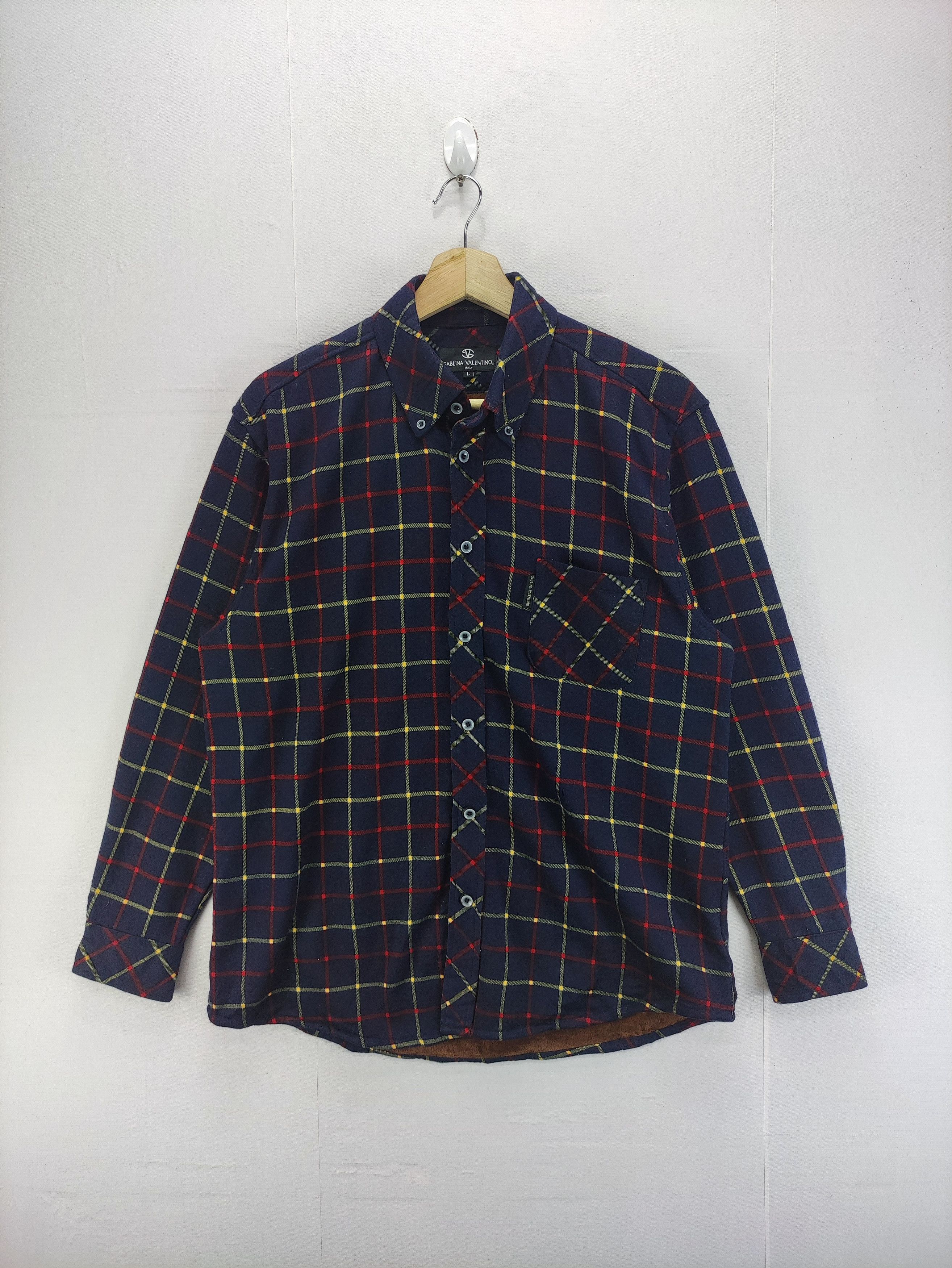 Flannel Vintage Sablina Valentino Lining Fleece Shirt Button Up Size US M / EU 48-50 / 2 - 1 Thumbnail