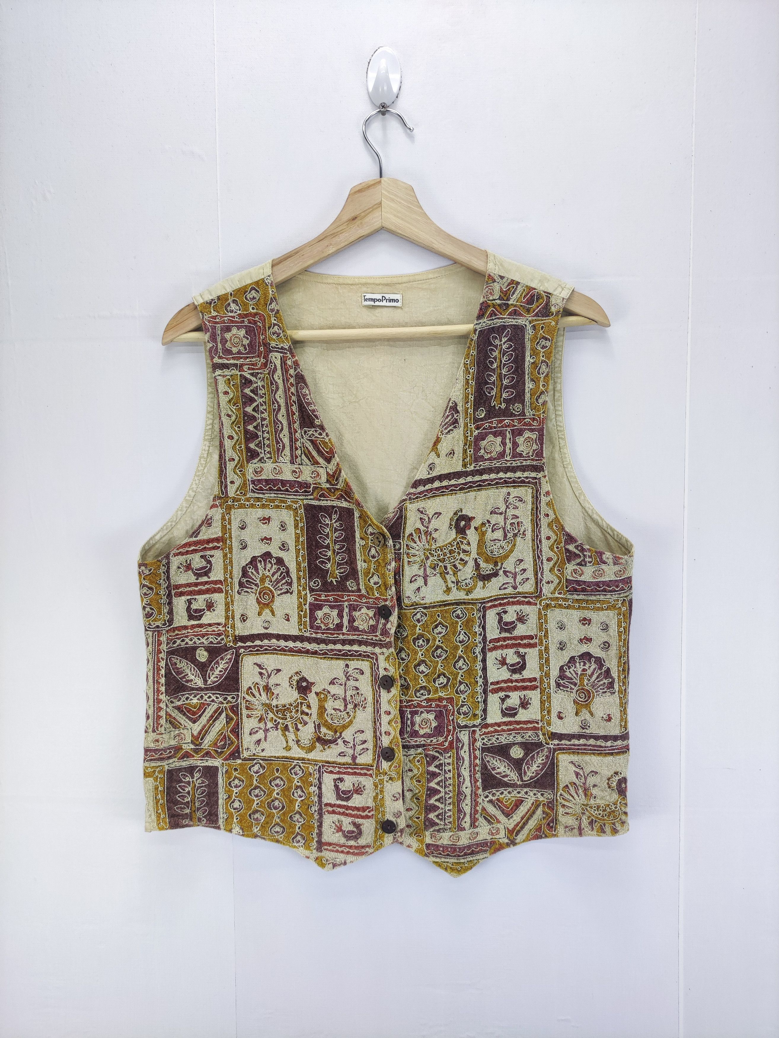 Japanese Brand Vintage Vest Embroidered By Tempo Primo Size US M / EU 48-50 / 2 - 1 Thumbnail