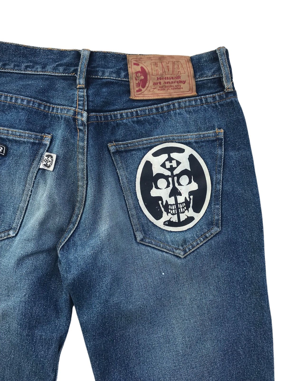 Japanese Brand Hell Star Art Or Anarchy Skull Denim Pants Size US 28 / EU 44 - 11 Thumbnail