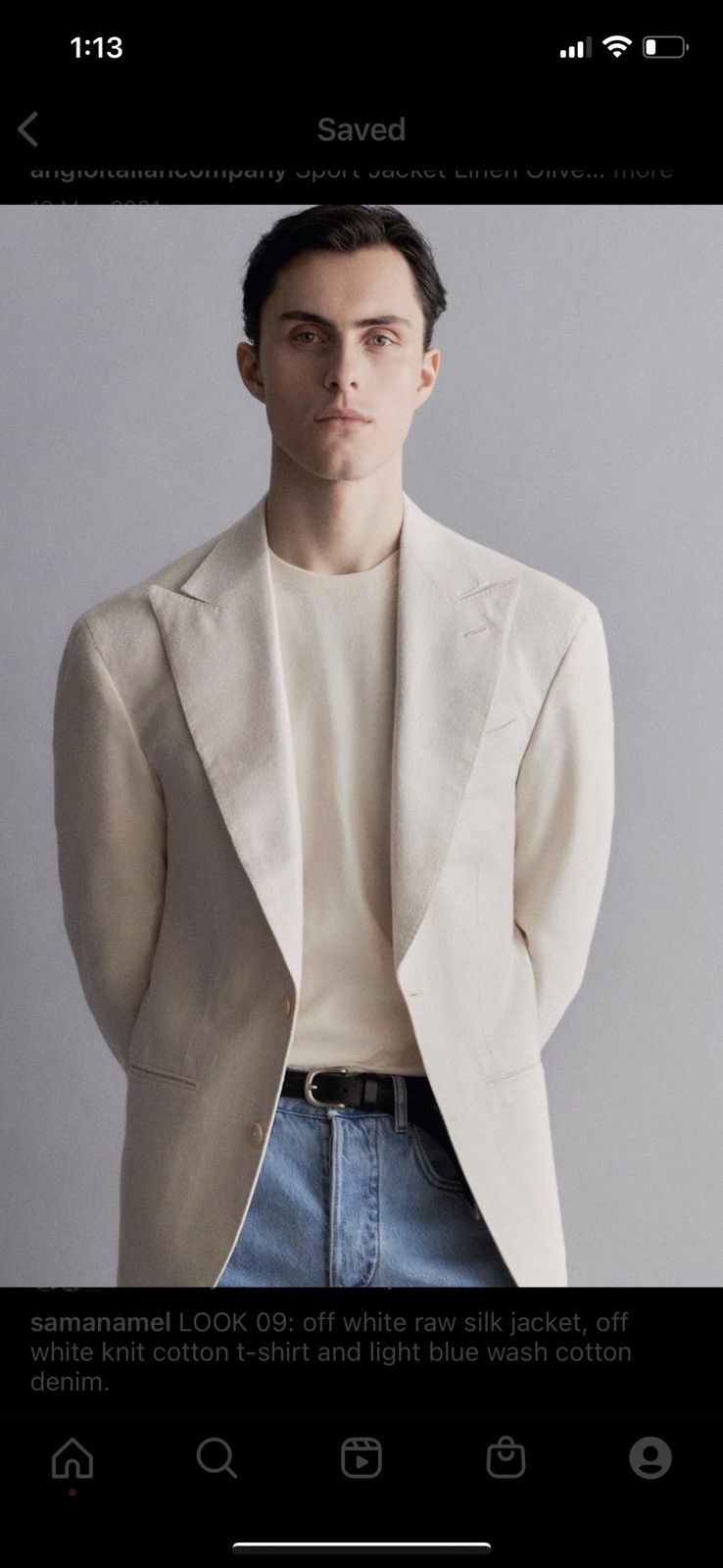 Other Samanamel - Off White Silk Linen Wool blend Jacket Size 50R - 4 Thumbnail