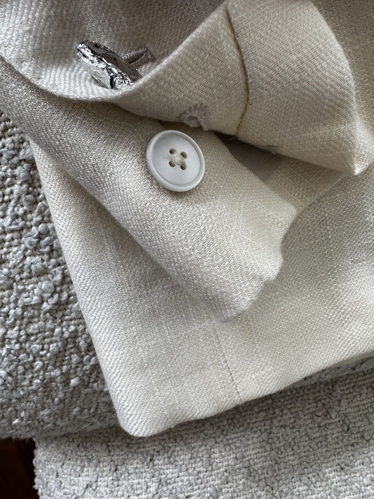 Other Samanamel - Off White Silk Linen Wool blend Jacket Size 50R - 13 Thumbnail
