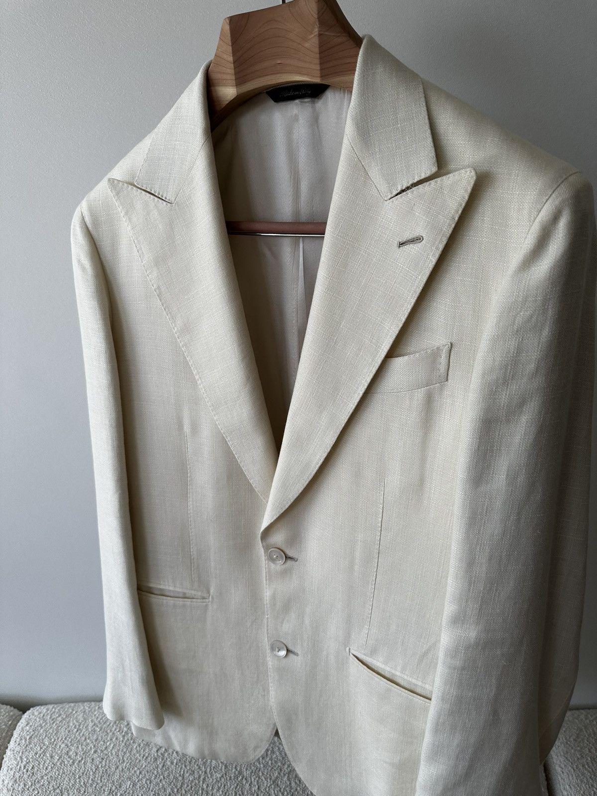 Other Samanamel - Off White Silk Linen Wool blend Jacket Size 50R - 18 Thumbnail