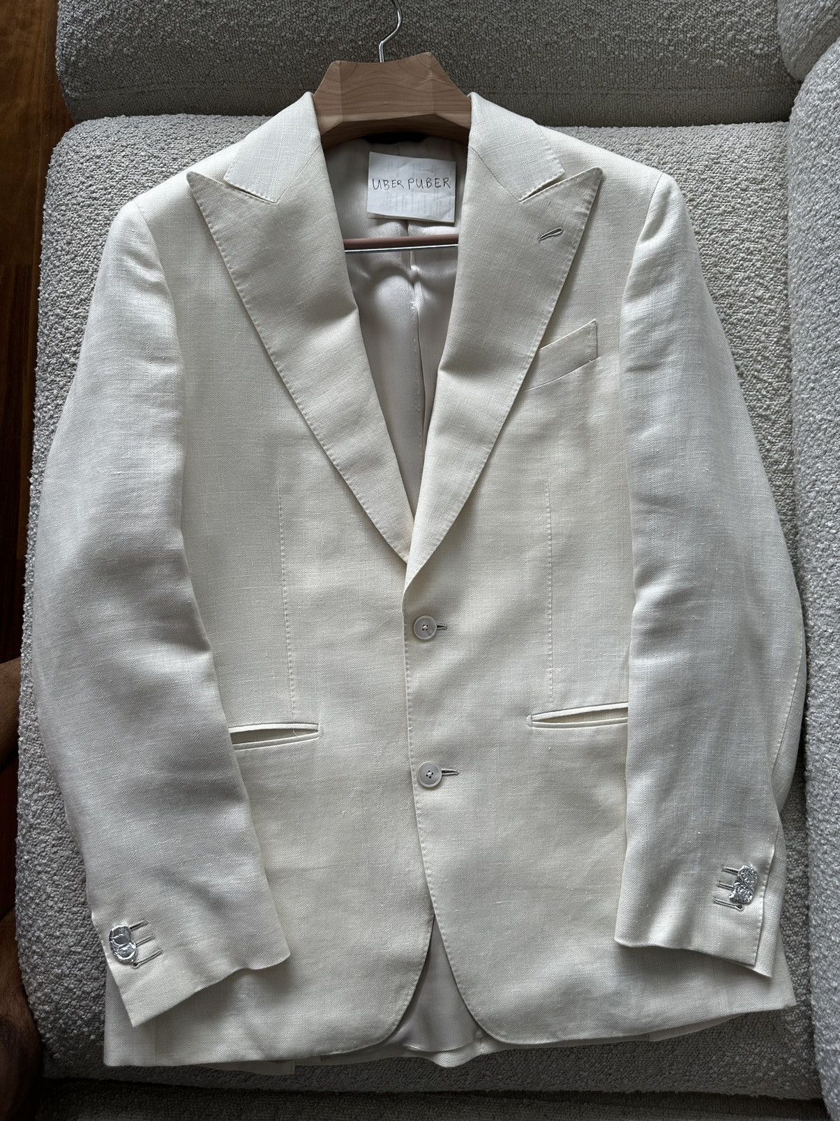 Other Samanamel - Off White Silk Linen Wool blend Jacket Size 50R - 7 Thumbnail