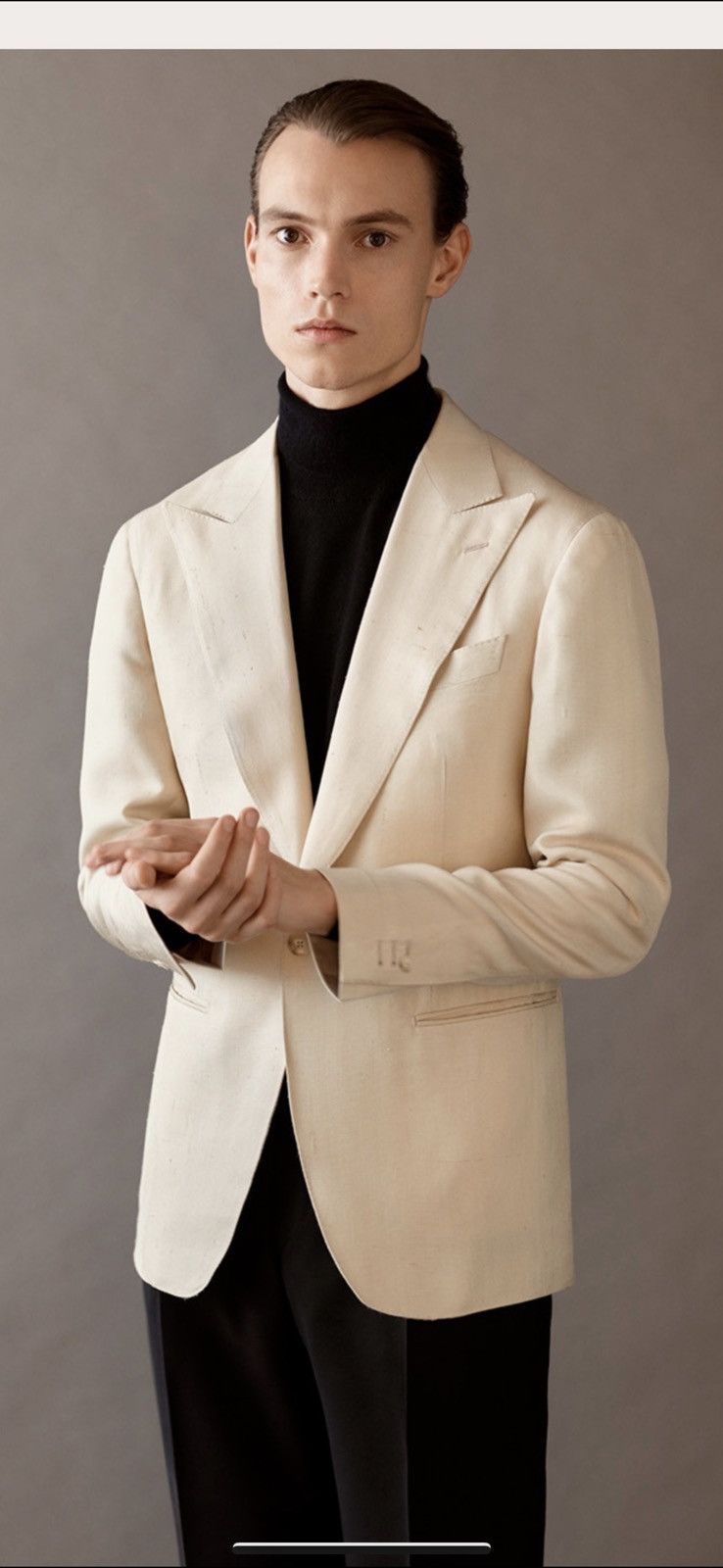 Other Samanamel - Off White Silk Linen Wool blend Jacket Size 50R - 2 Thumbnail