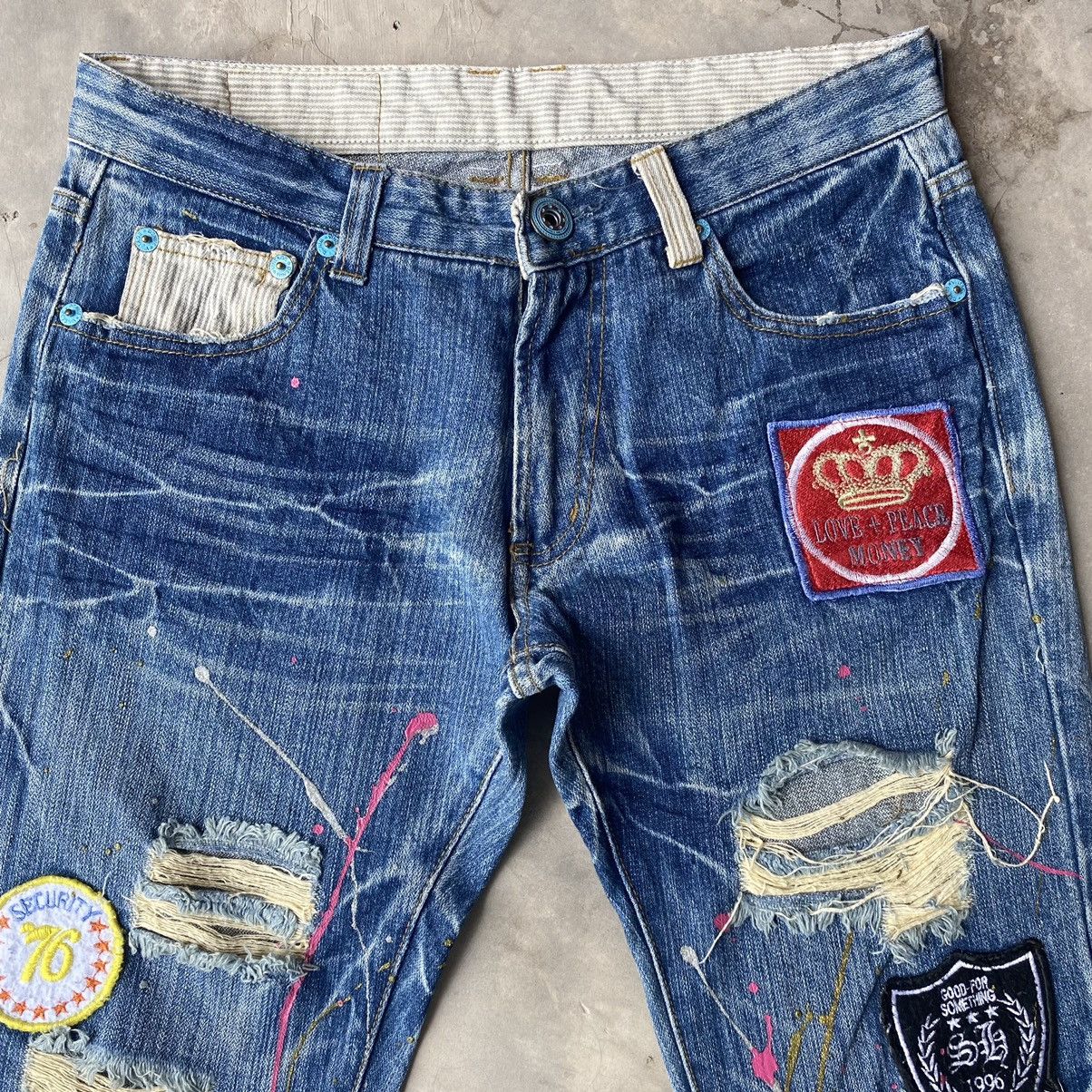 Japanese Brand × Seditionaries Peace love jeans patchwork distressed denim flare jeans Size US 30 / EU 46 - 4 Thumbnail