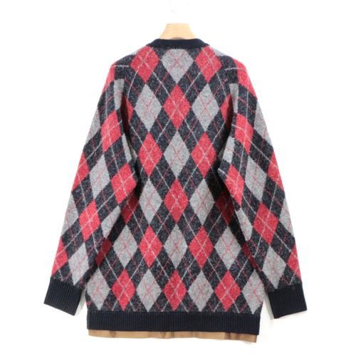 Sweater Gray x Red Argyle Cardigan
