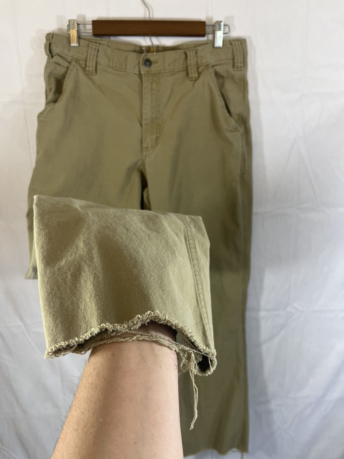 Carhartt Distressed Cropped Raw Hem Work Pants Size US 34 / EU 50 - 1 Thumbnail