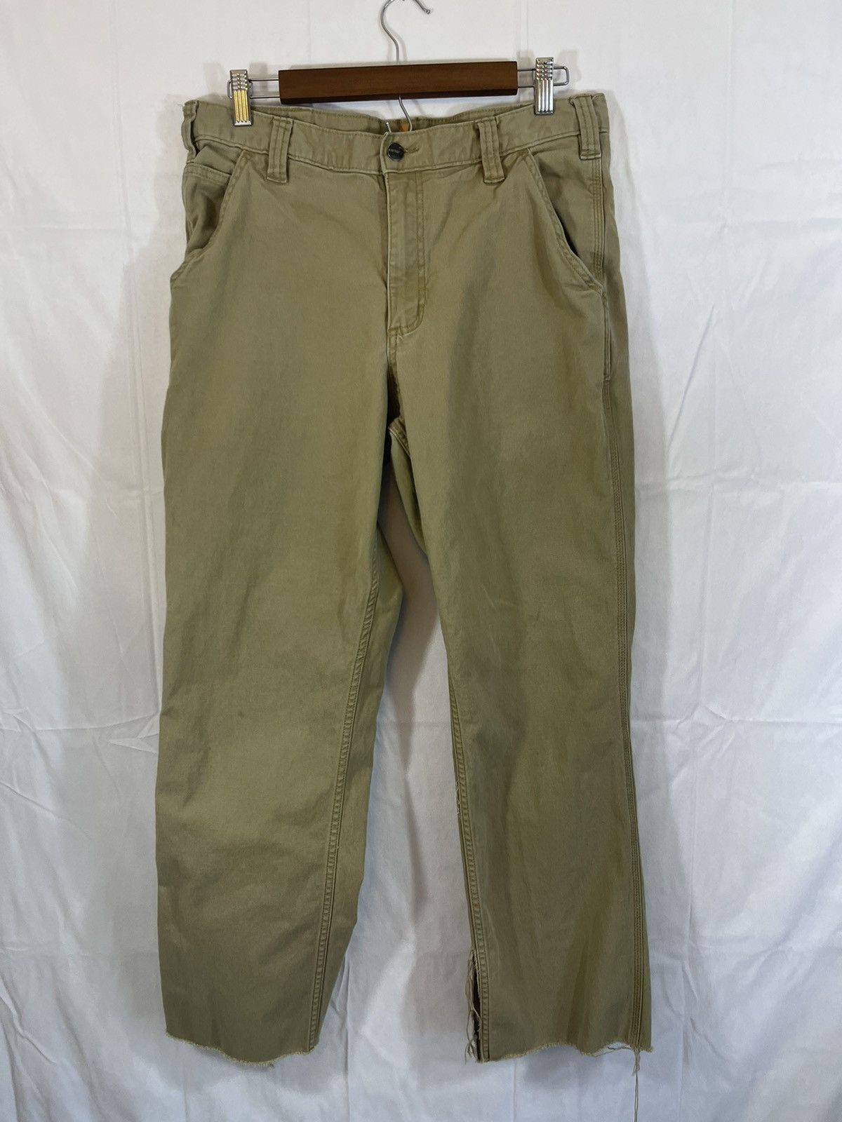 Carhartt Distressed Cropped Raw Hem Work Pants Size US 34 / EU 50 - 2 Thumbnail