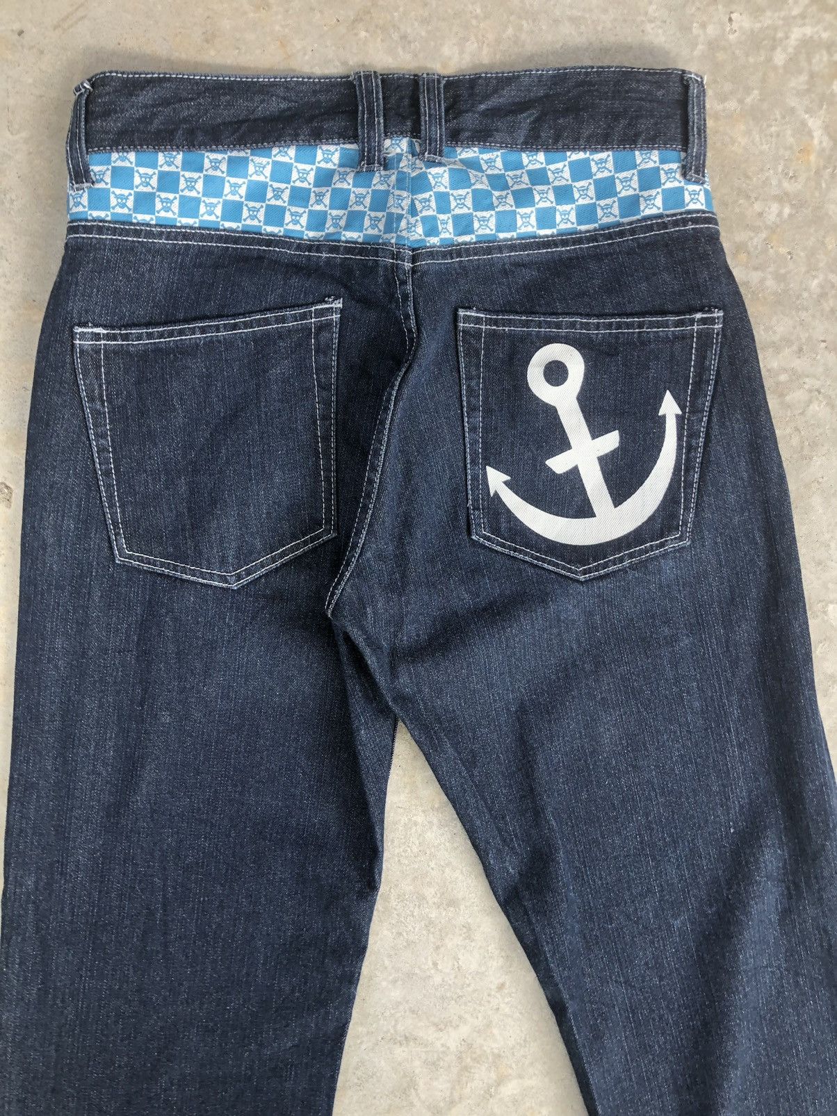 Japanese Brand One Piece Monkey D Luffy Art Denim Painted jeans Spellout Size US 29 - 8 Thumbnail