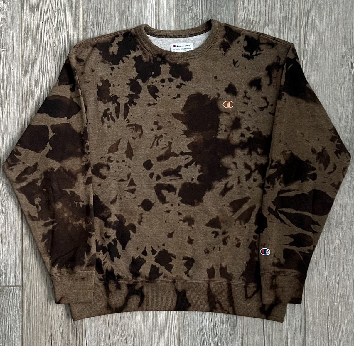 Champion × Vintage 1990s Champion Vintage Brown Tye Dye Vintage Crewneck Size US XL / EU 56 / 4 - 1 Thumbnail