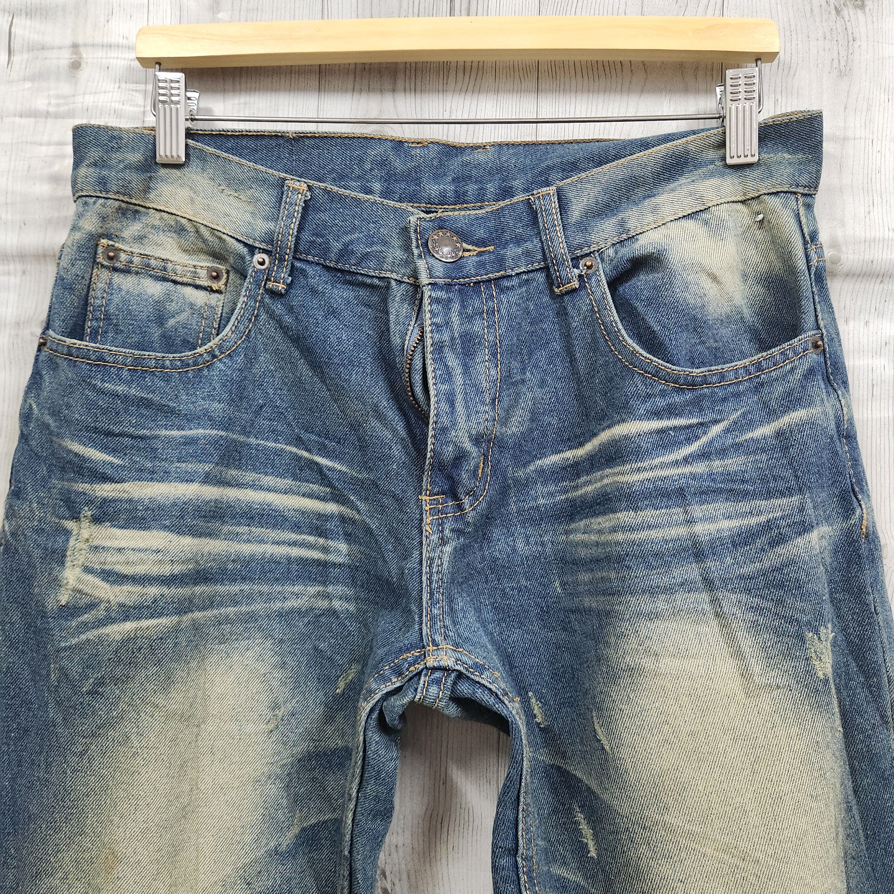 If Six Was Nine × Japan Blue × Japanese Brand Acid Wash Blue Japan Denim Straight Cut Jeans Size US 32 / EU 48 - 17 Thumbnail