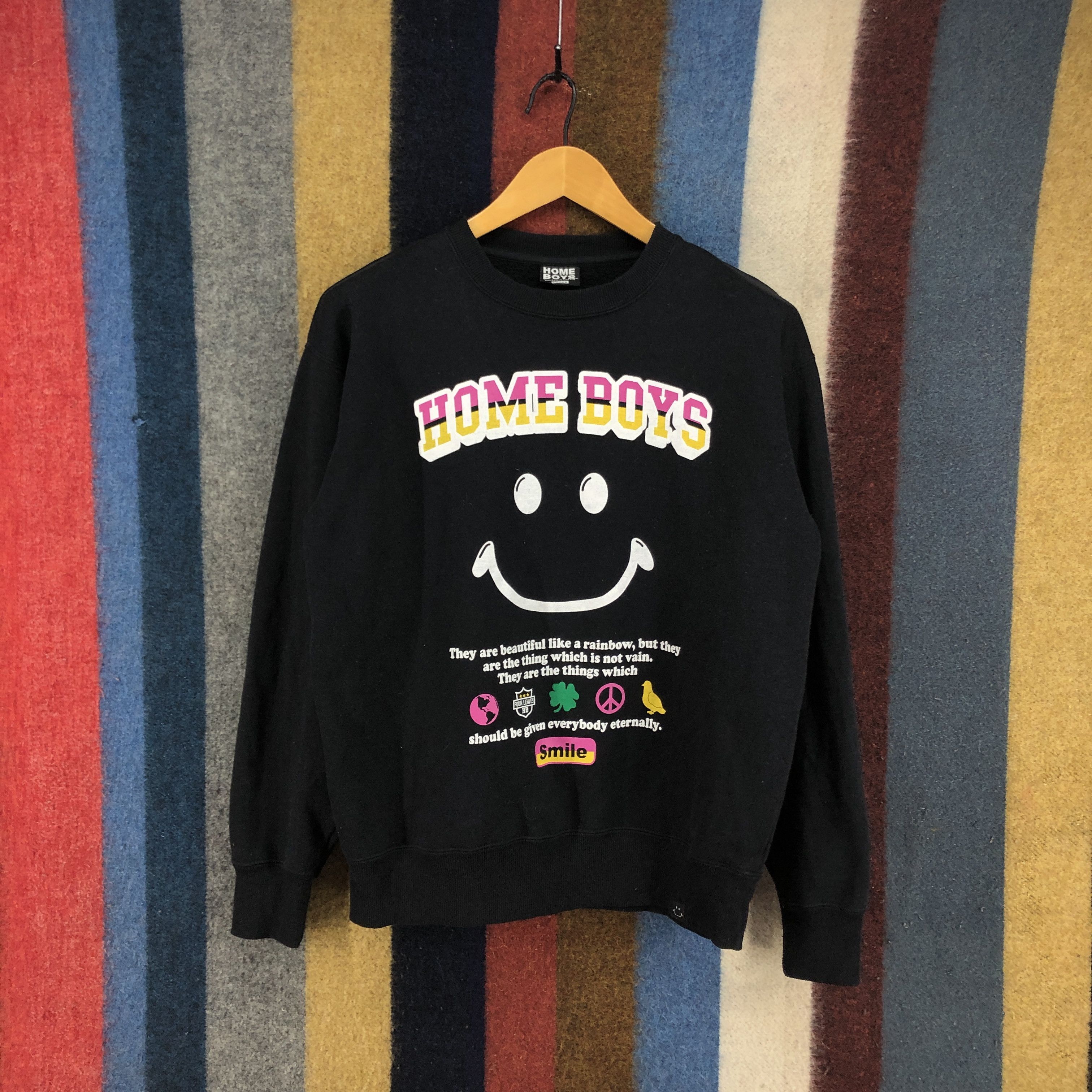 Japanese Brand HOME BOYS SMILE Crew Neck Sweatshirt #0604/Z Size US M / EU 48-50 / 2 - 1 Thumbnail