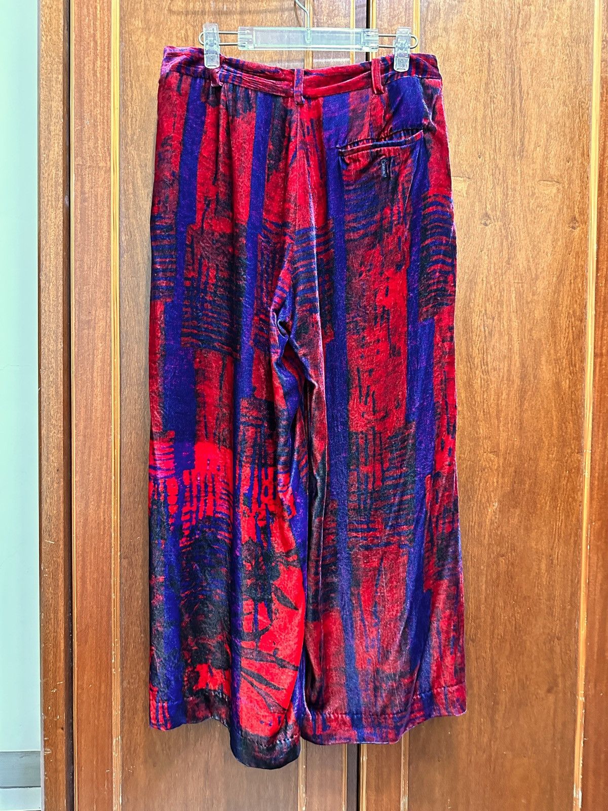 Yohji Yamamoto Red silk velvet wide pants Size US 31 - 2 Thumbnail