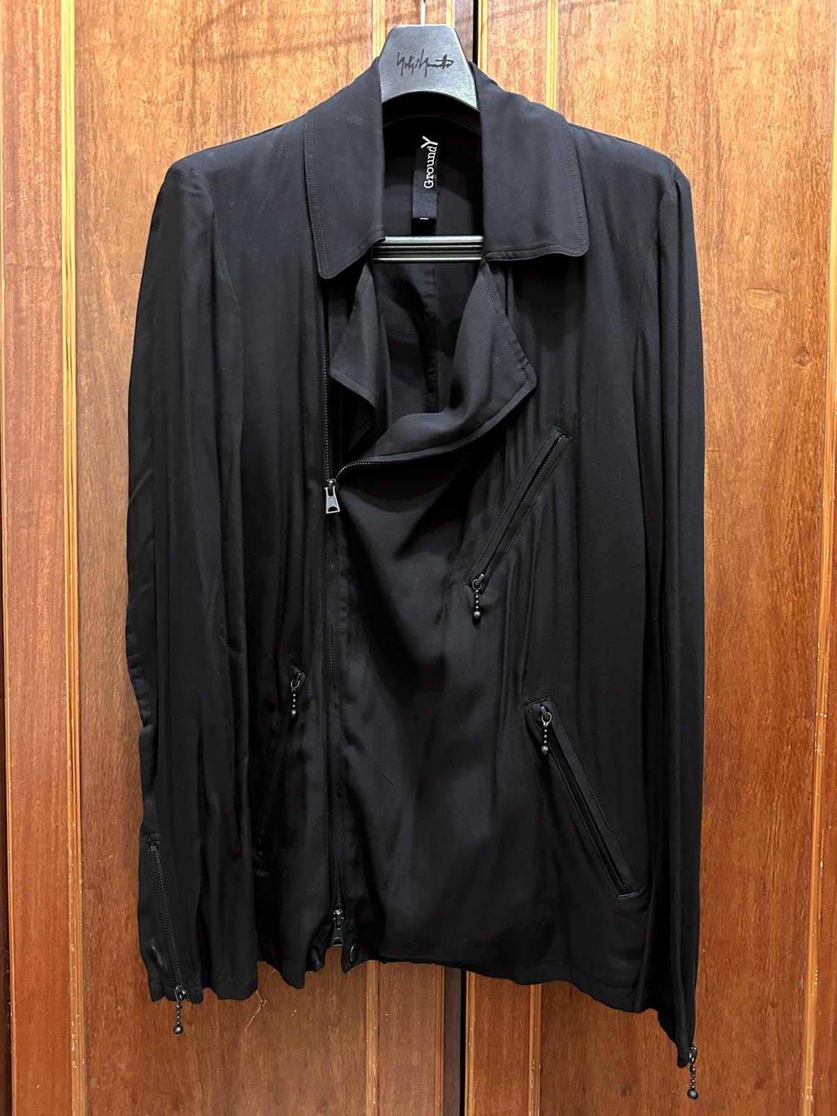 image of Groundy x Yohji Yamamoto Rider Jacket in Black, Men's (Size Medium)